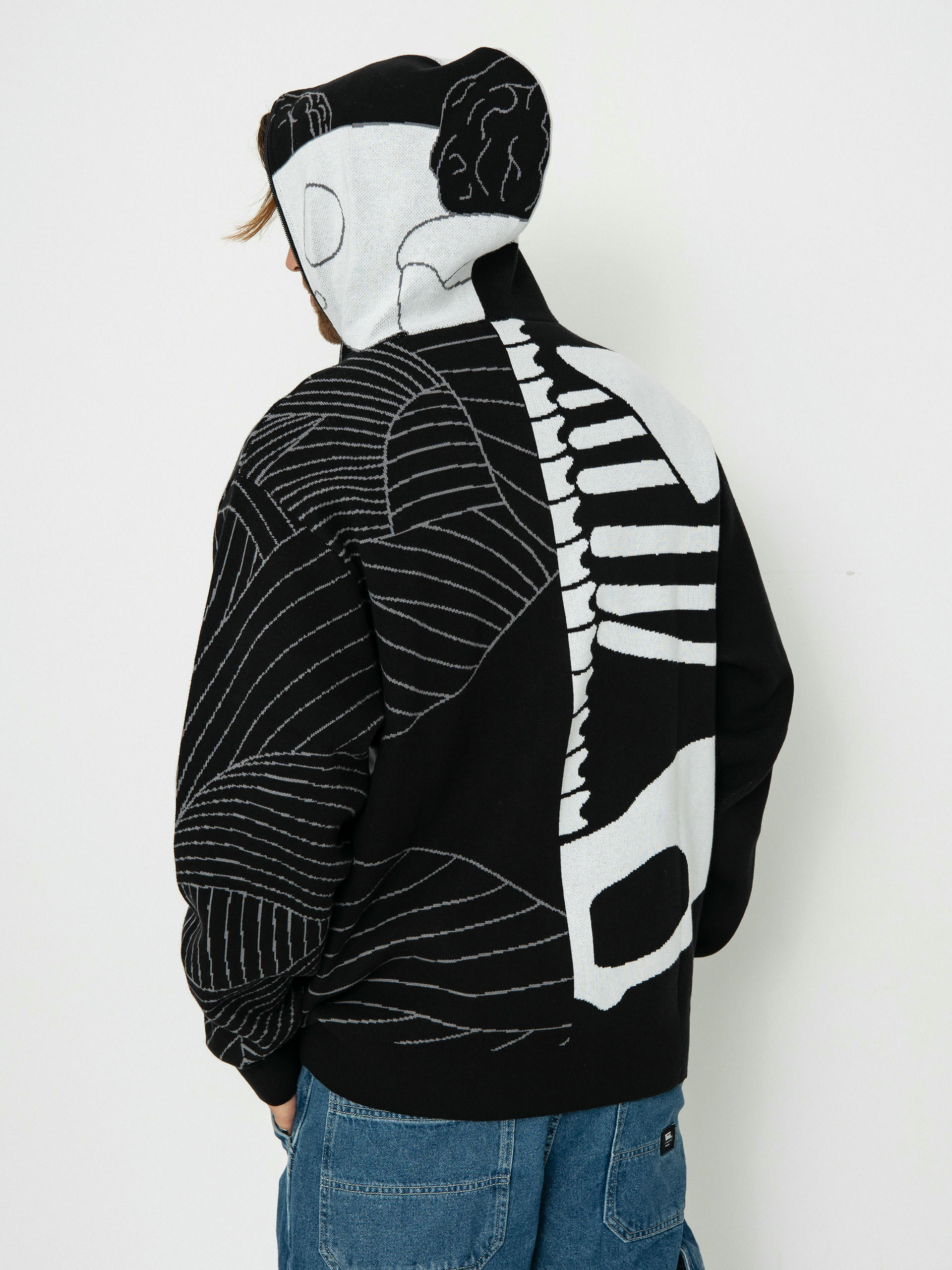 Bluza z kapturem RipNDip Skelly Nerm Knit HD (black/white)