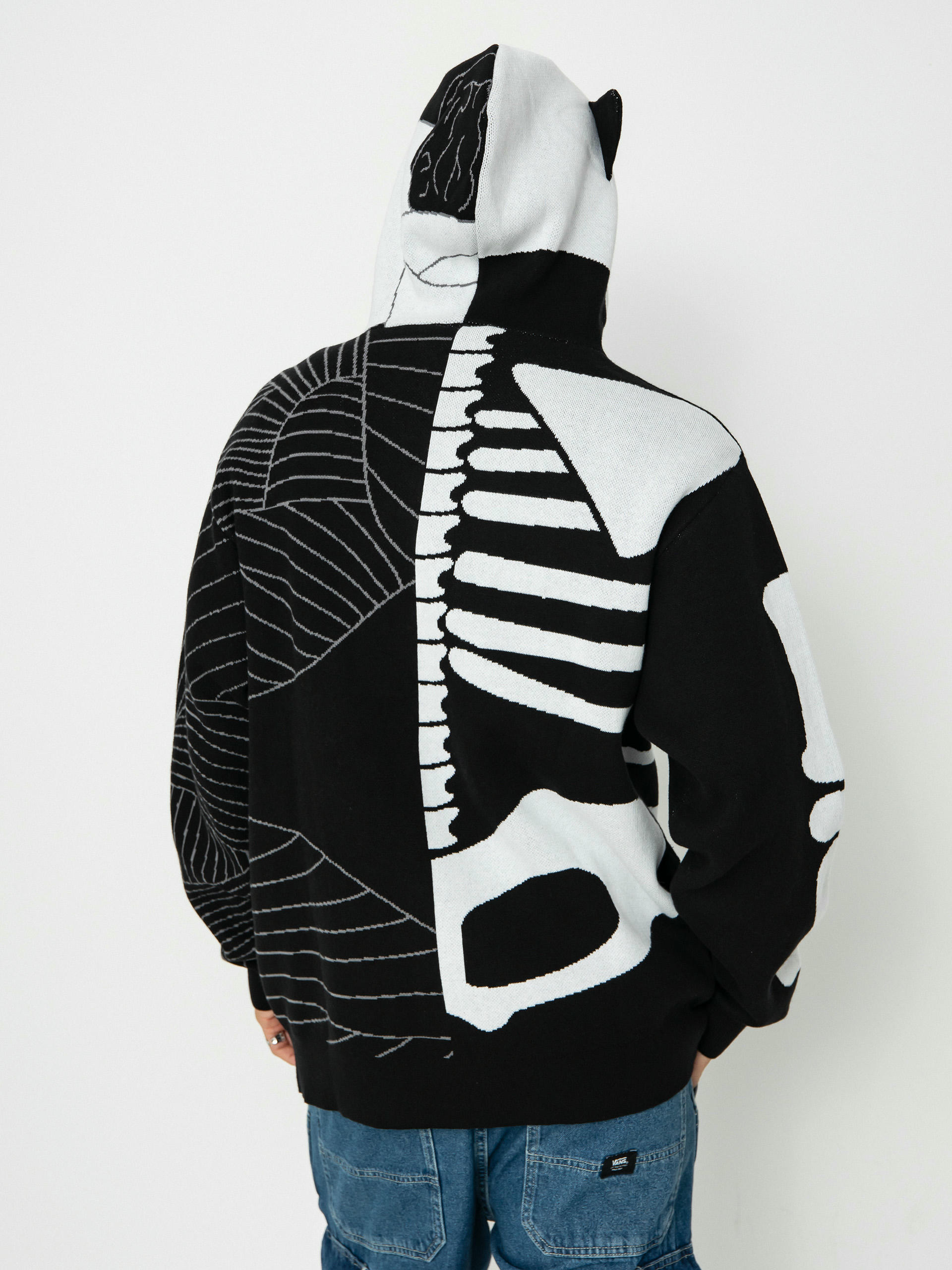 Bluza z kapturem RipNDip Skelly Nerm Knit HD (black/white)