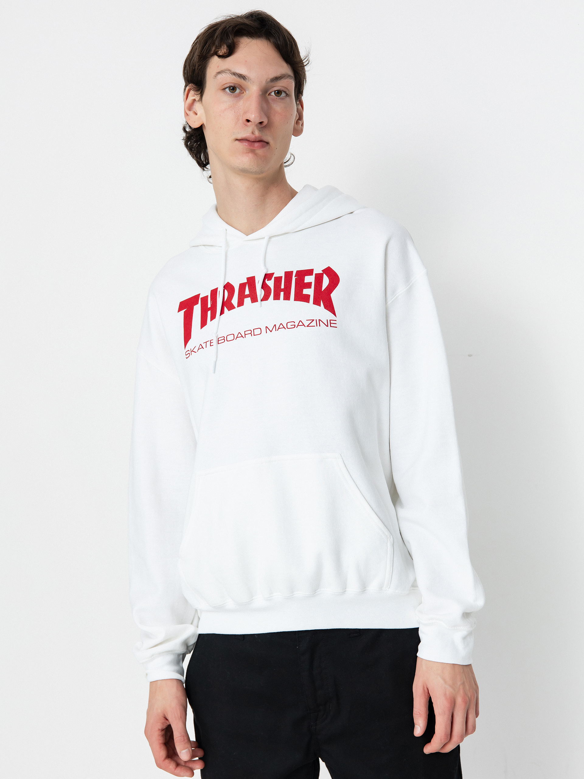 Bluza z kapturem Thrasher Skate Mag HD (white/red)