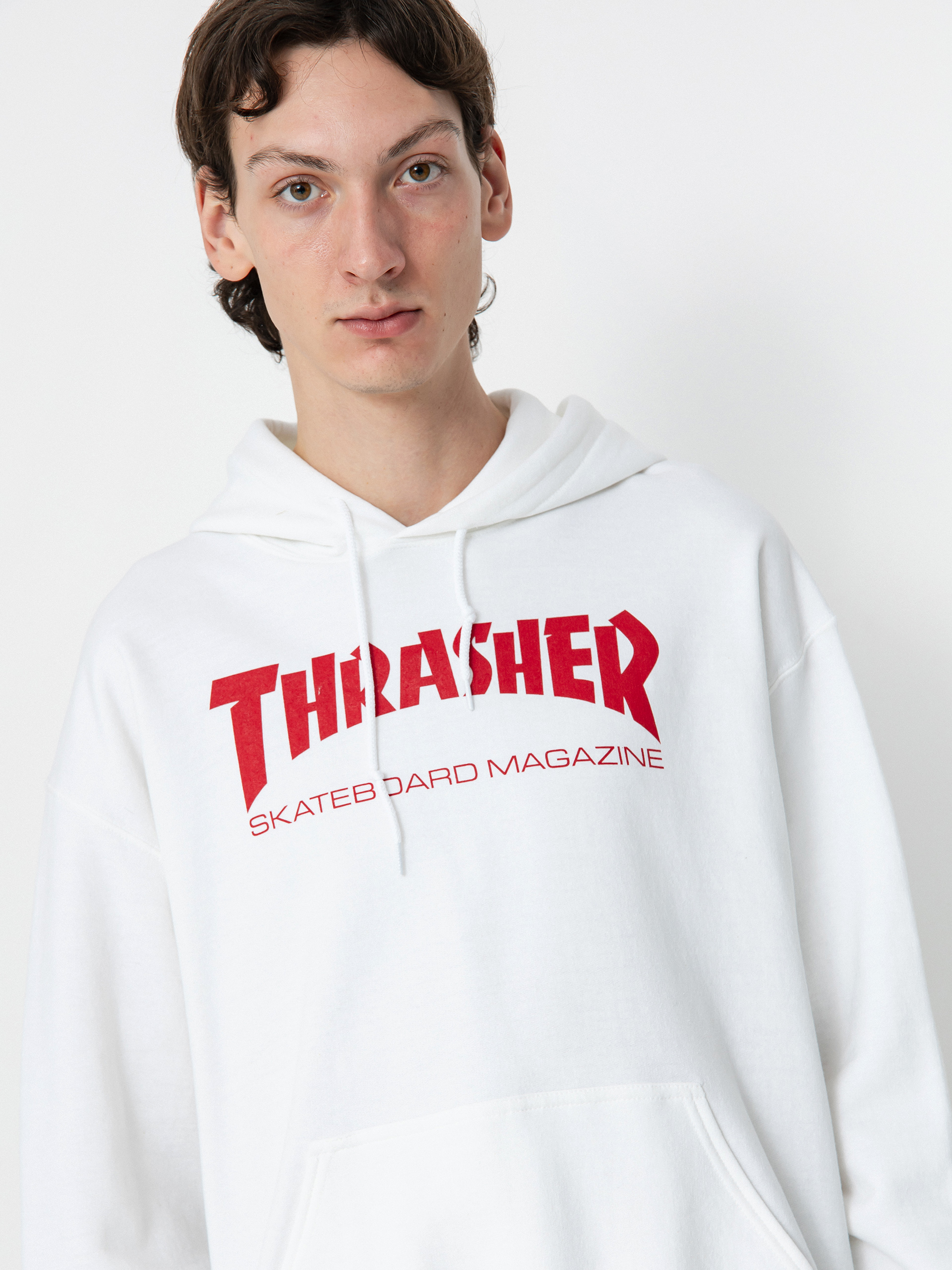 Bluza z kapturem Thrasher Skate Mag HD (white/red)