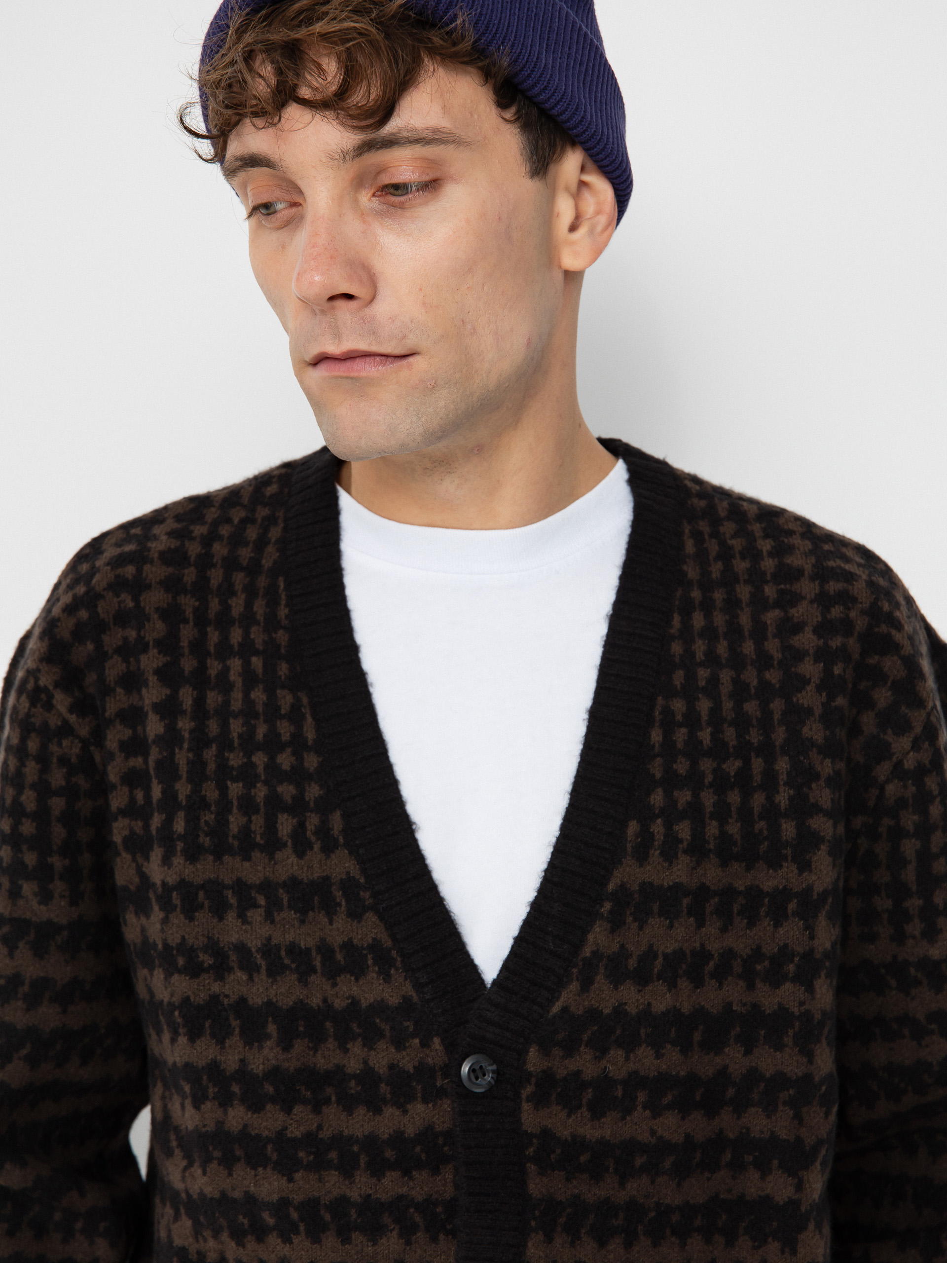 Sweter Vans Houndstooth Cardigan (black/turkish coffee)