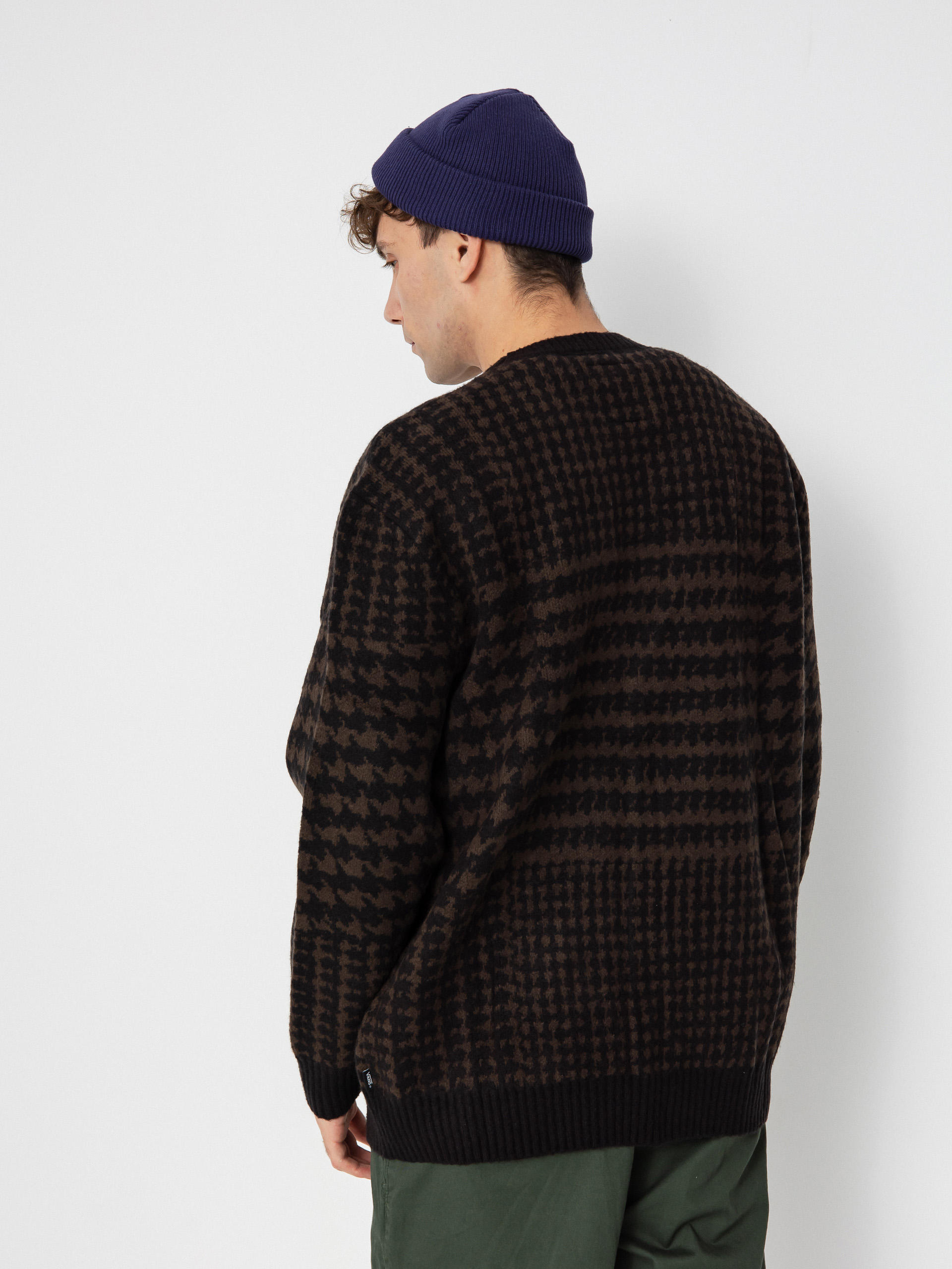 Sweter Vans Houndstooth Cardigan (black/turkish coffee)