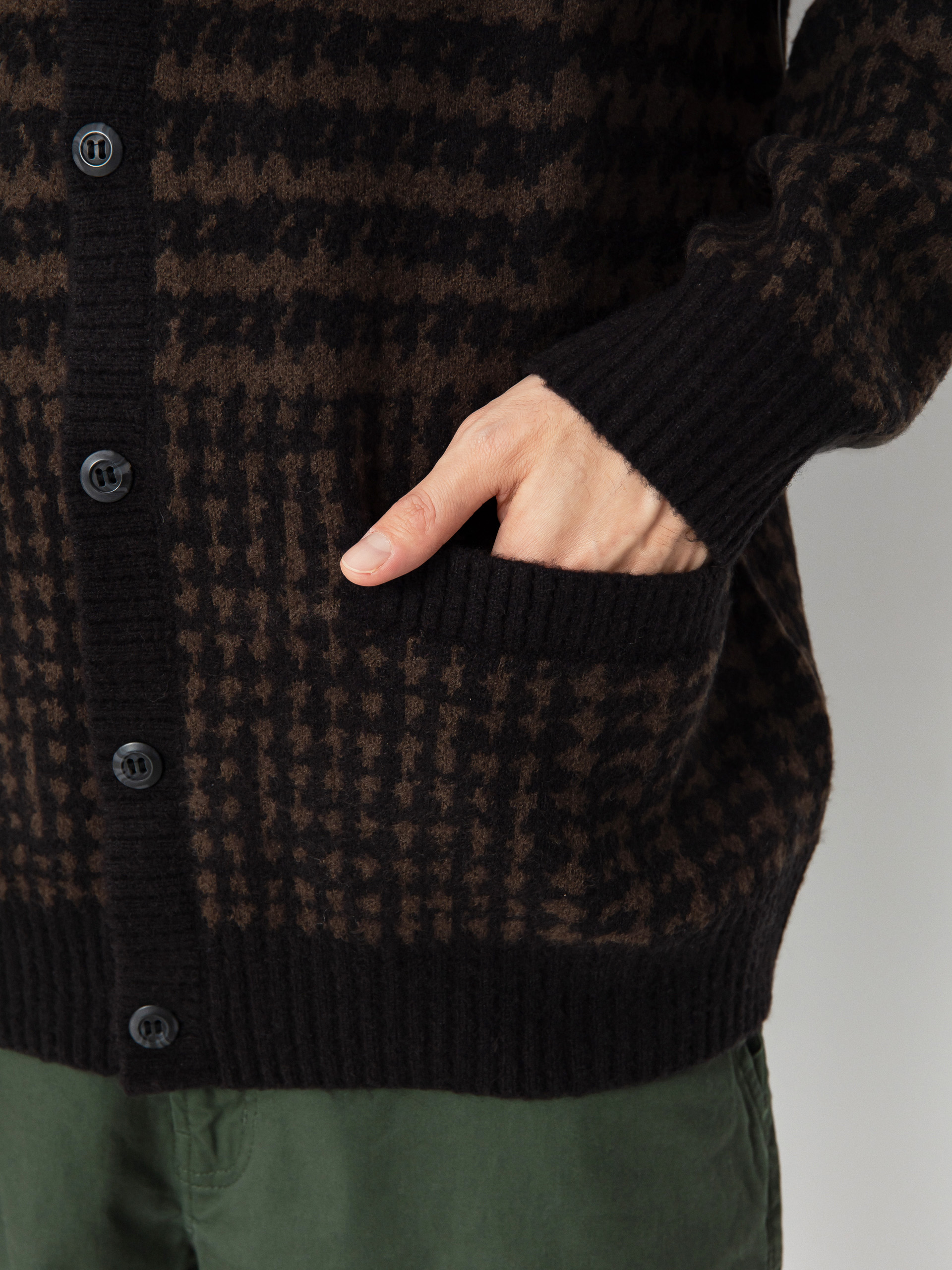 Sweter Vans Houndstooth Cardigan (black/turkish coffee)