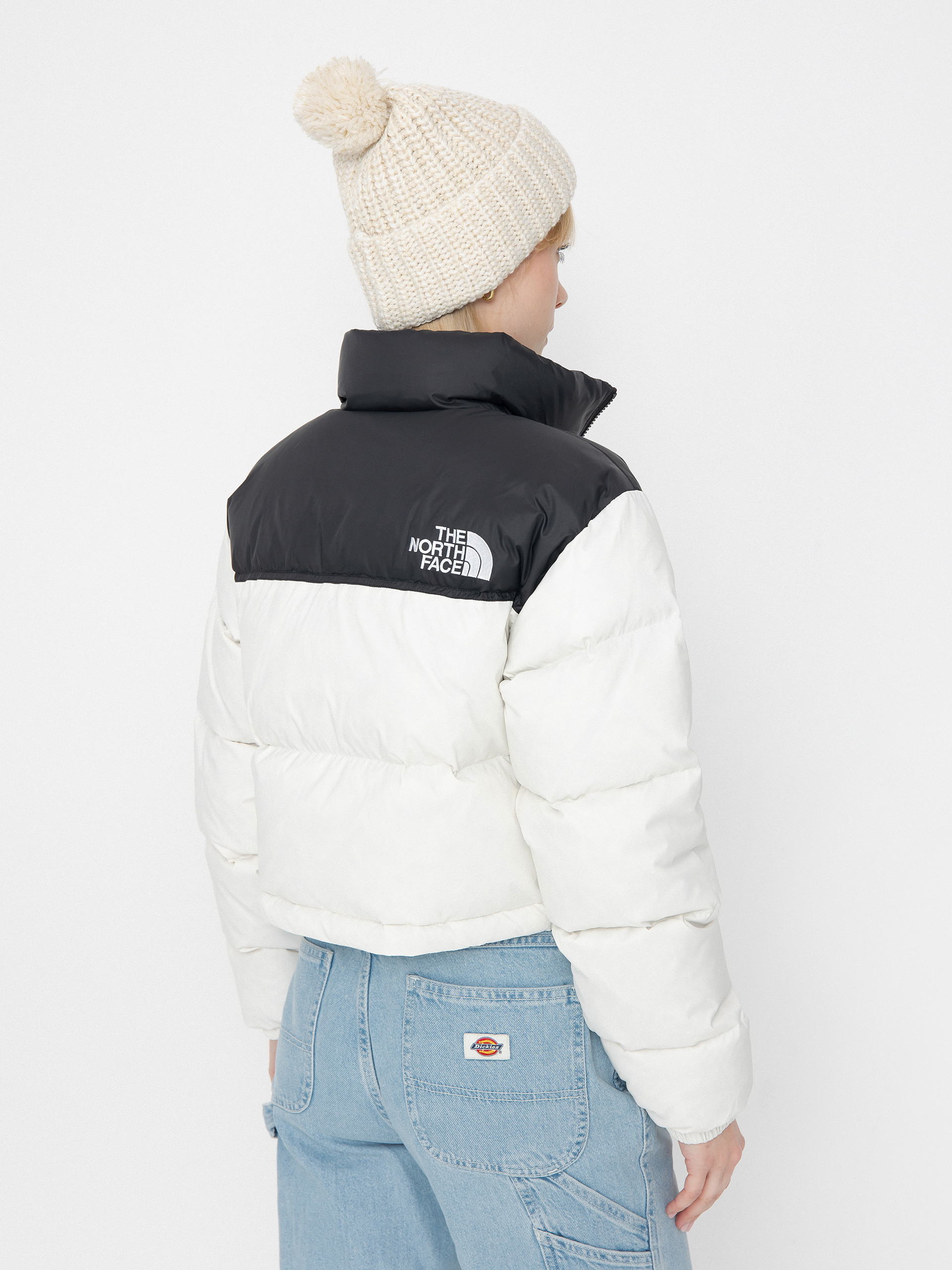 Kurtka The North Face Nuptse Short Wmn (white dune/tnf black)