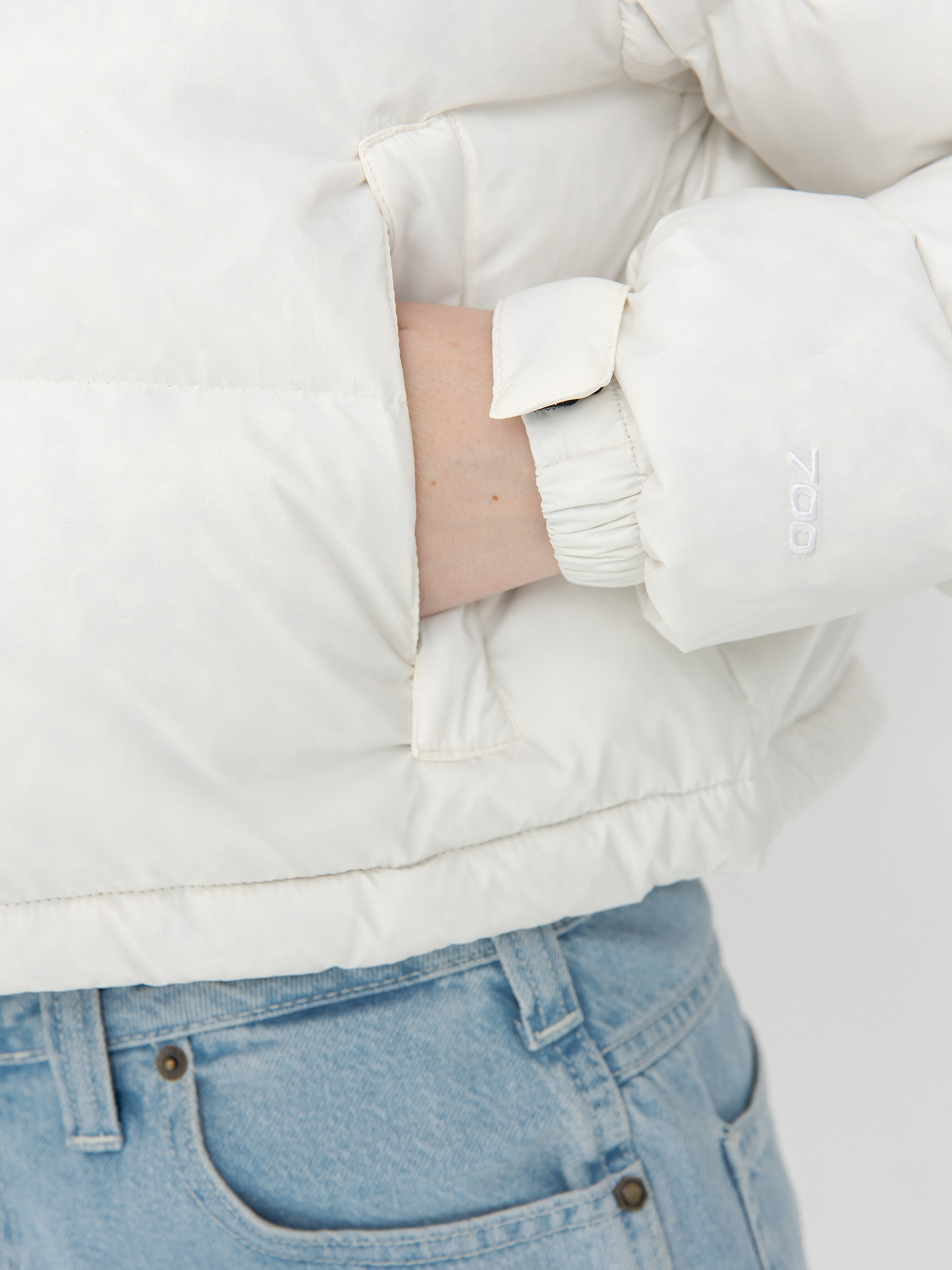 Kurtka The North Face Nuptse Short Wmn (white dune/tnf black)