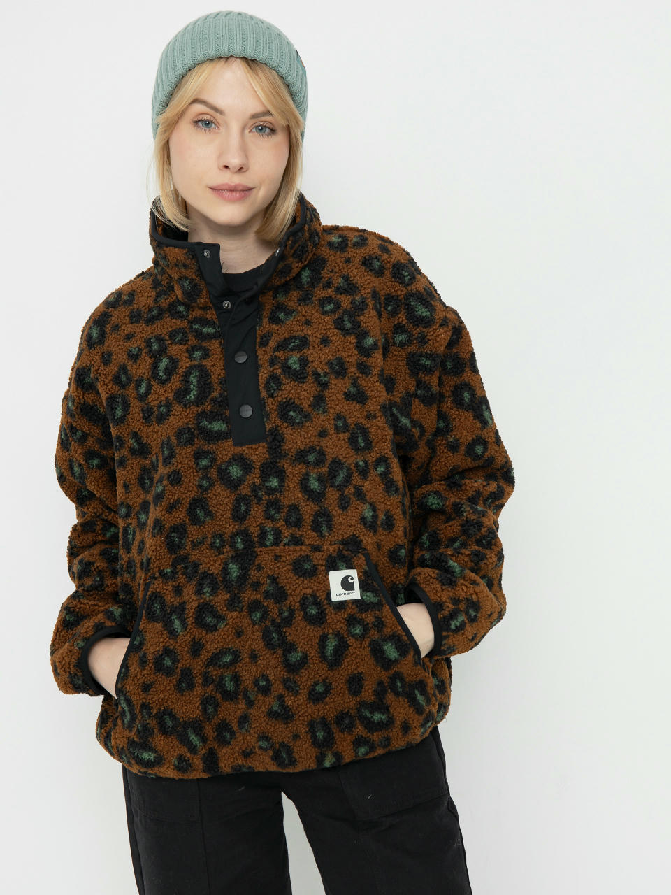 Damski Polar Carhartt WIP Elliot (camo leo jacquard/tamarind/black)