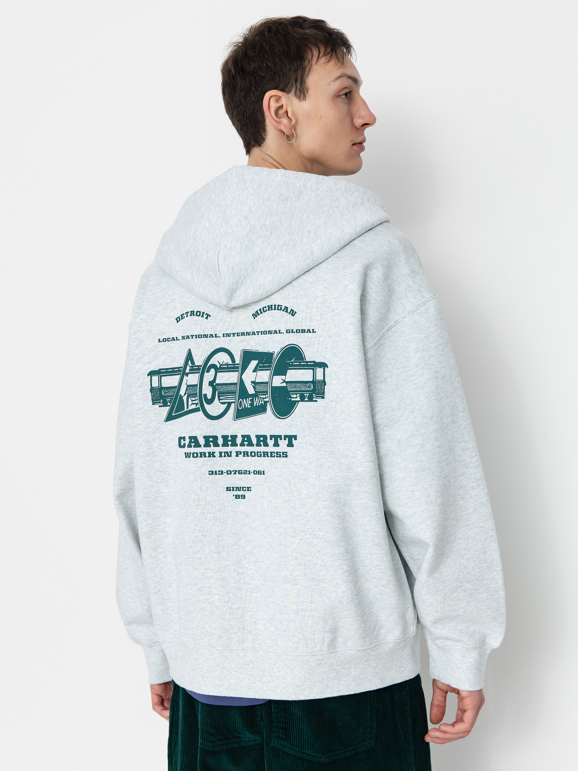 Bluza z kapturem Carhartt WIP Runaway ZHD (ash heather/malachite)