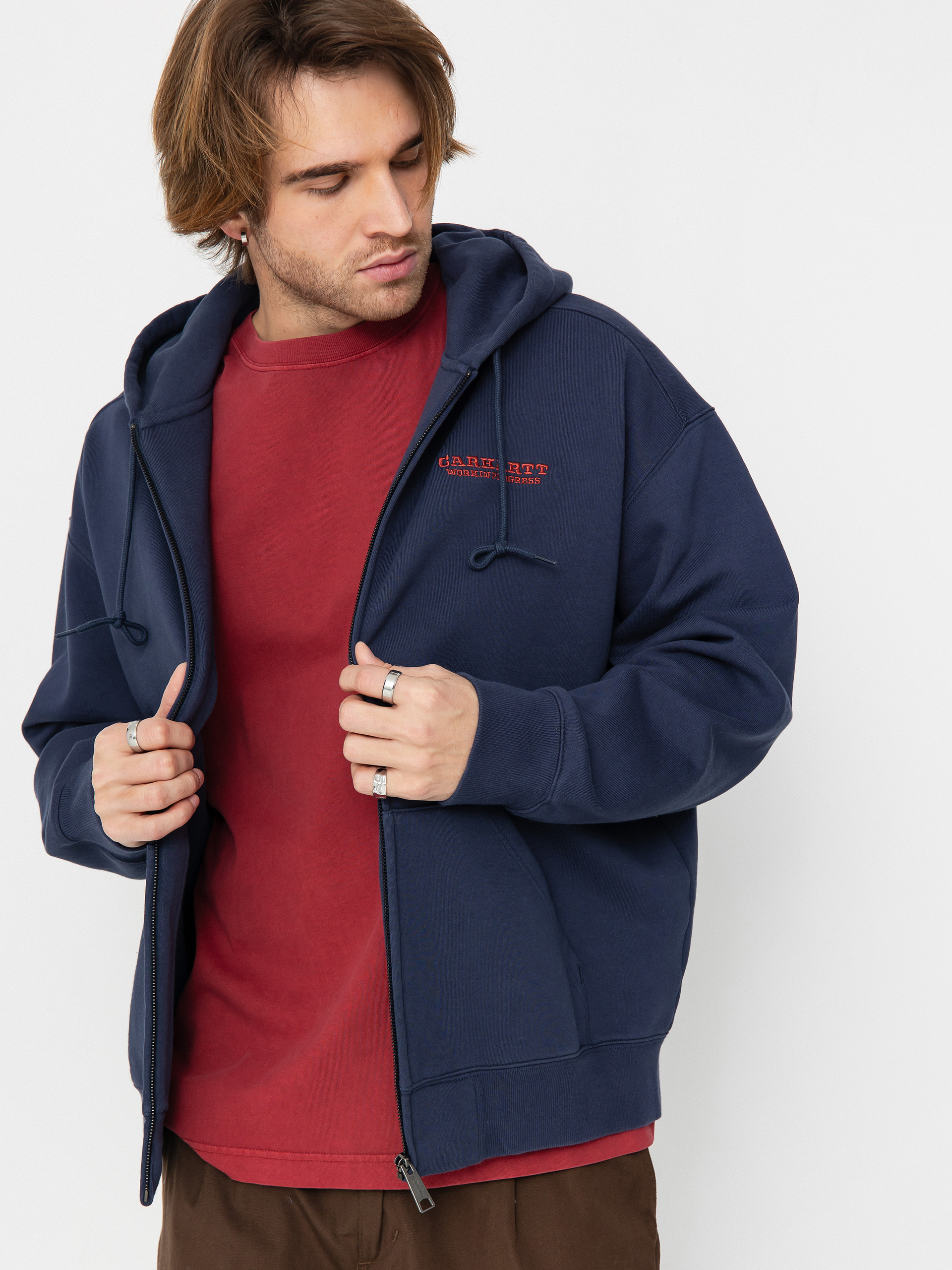 Bluza z kapturem Carhartt WIP Runaway ZHD (blue/vermillion)
