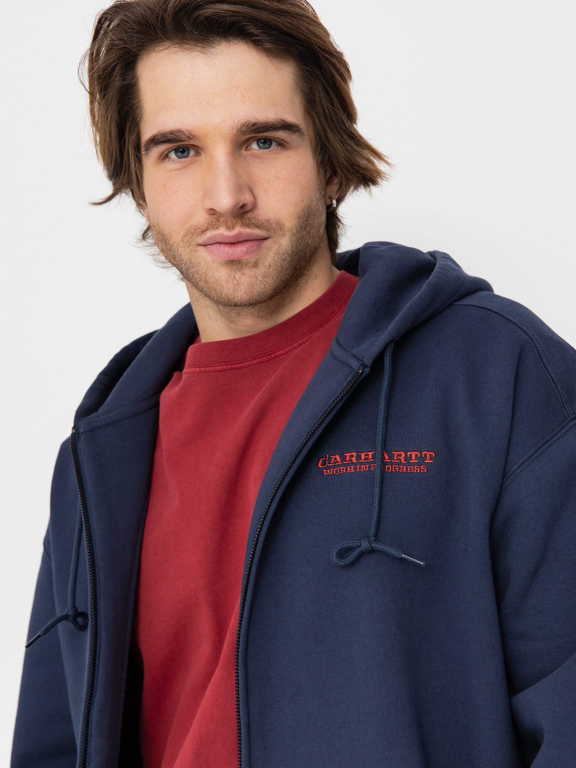 Bluza z kapturem Carhartt WIP Runaway ZHD (blue/vermillion)