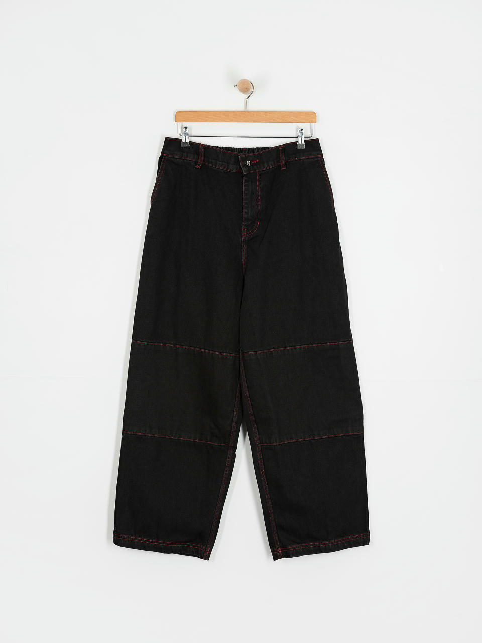 Spodnie Poetic Collective Sculptor (black denim w red stitching)