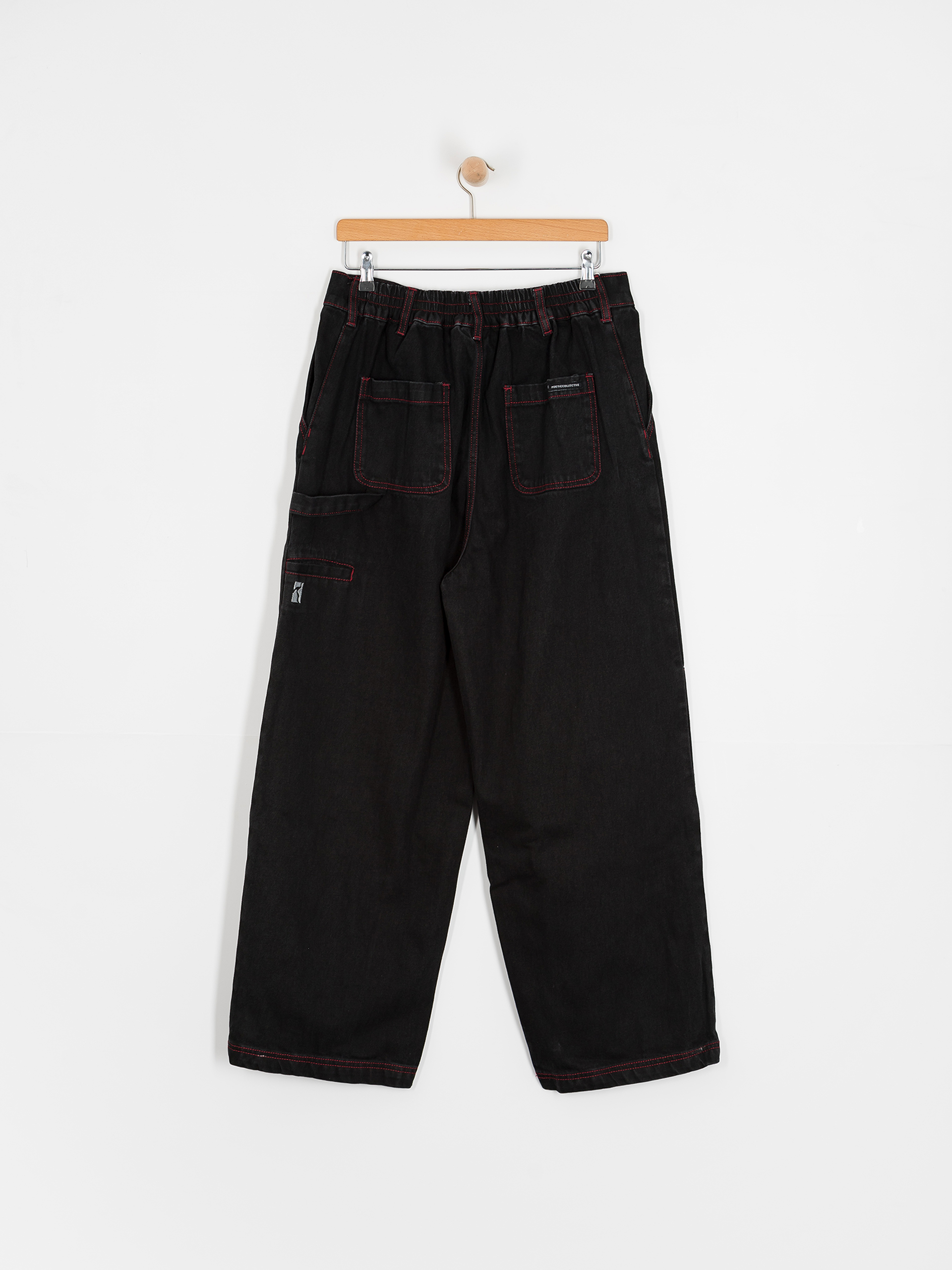 Spodnie Poetic Collective Sculptor (black denim w red stitching)