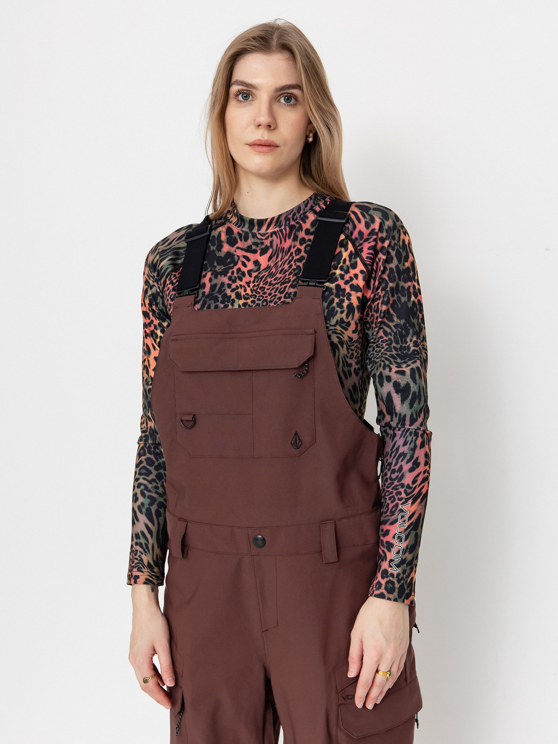 Damskie Spodnie snowboardowe Volcom Creston 3D Stretch Bib Overall (mahogany)