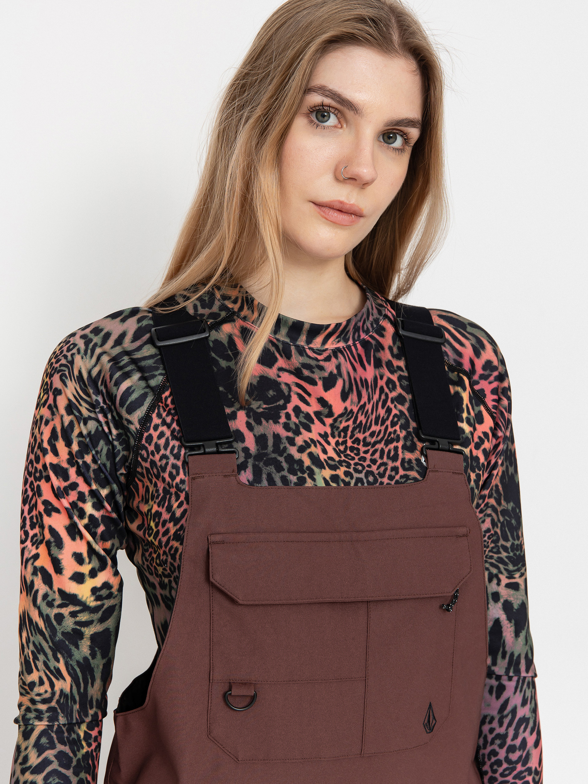 Damskie Spodnie snowboardowe Volcom Creston 3D Stretch Bib Overall (mahogany)