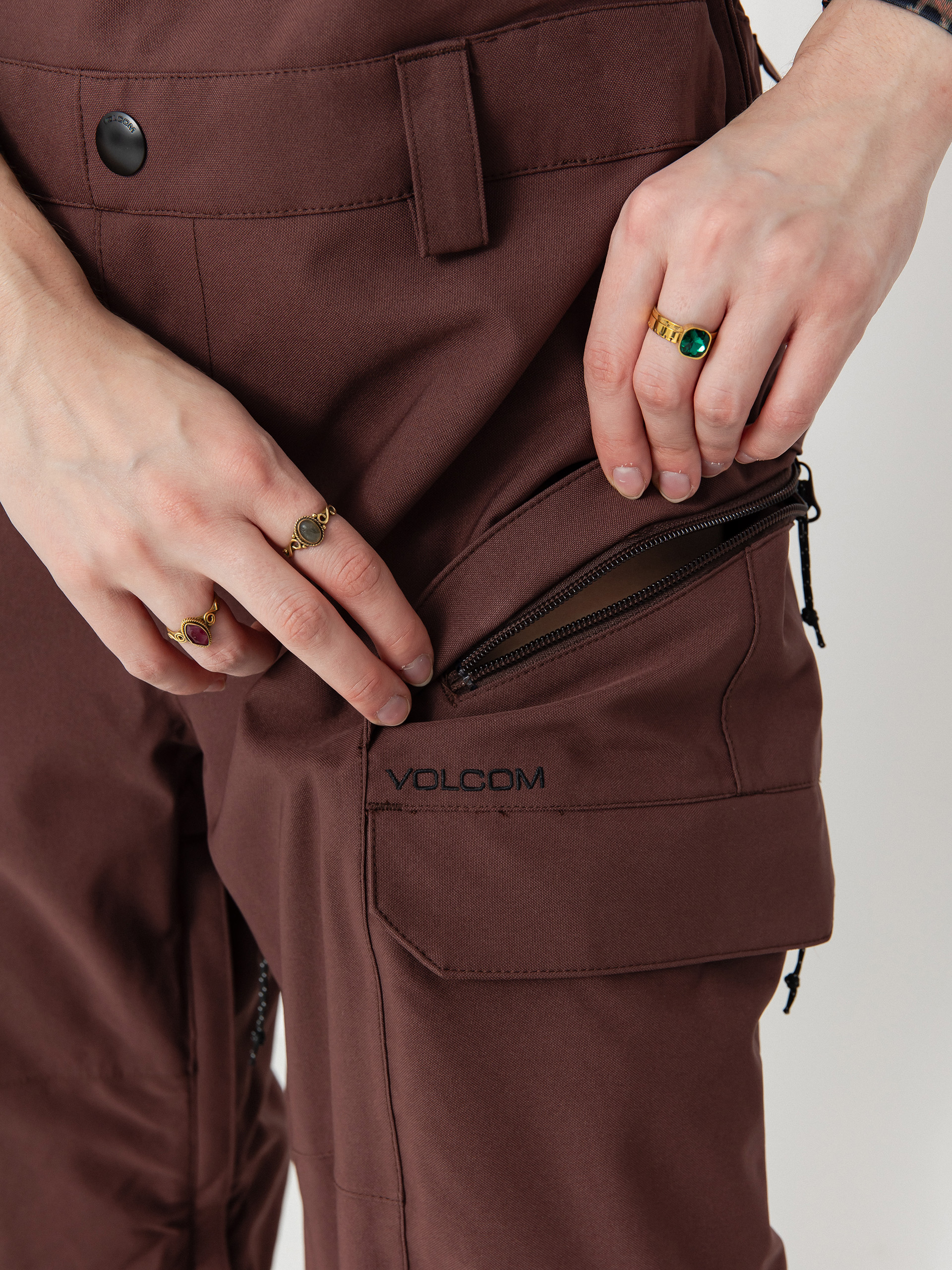 Damskie Spodnie snowboardowe Volcom Creston 3D Stretch Bib Overall (mahogany)