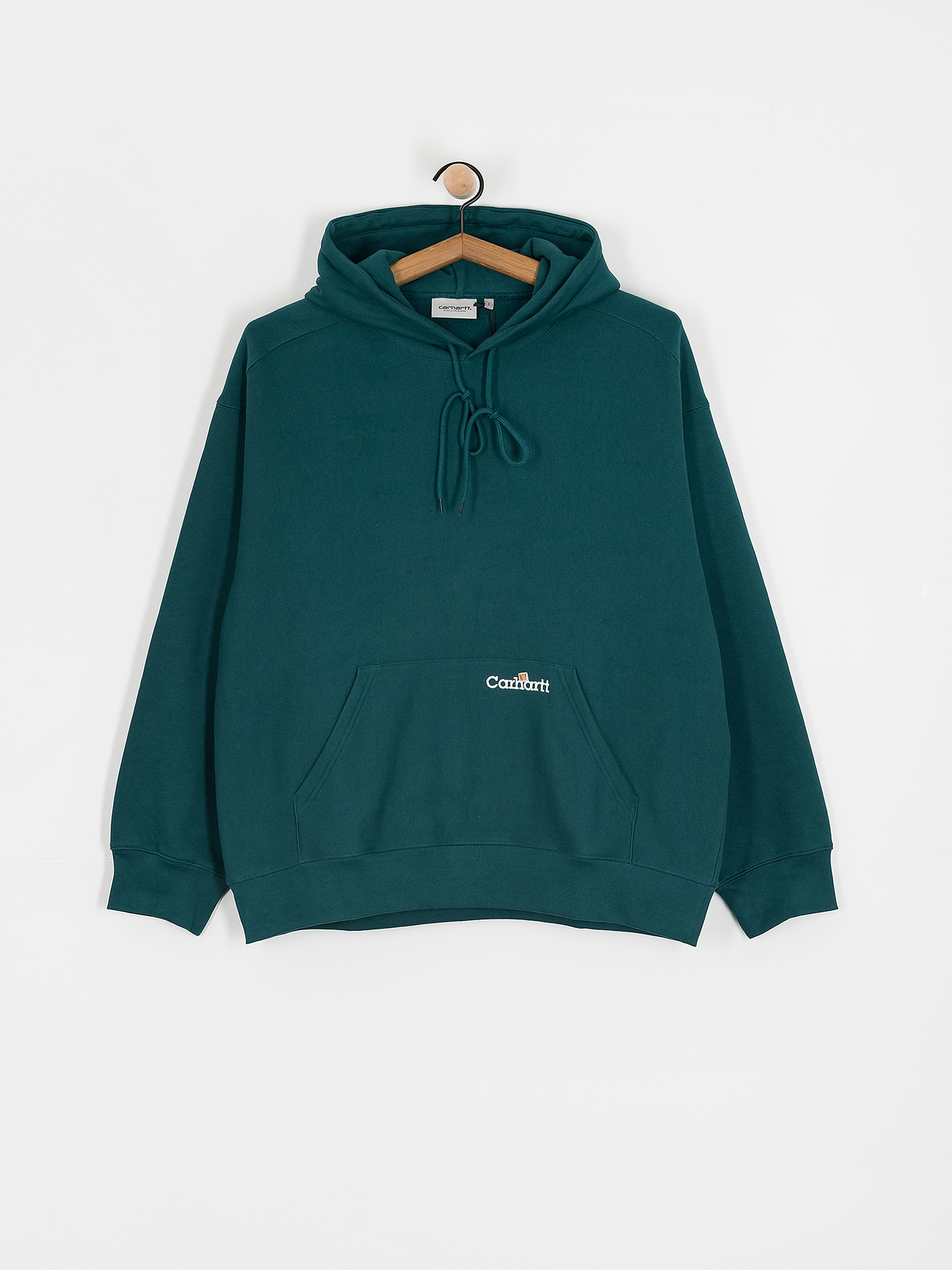 Bluza z kapturem Carhartt WIP Label Script HD (malachite)