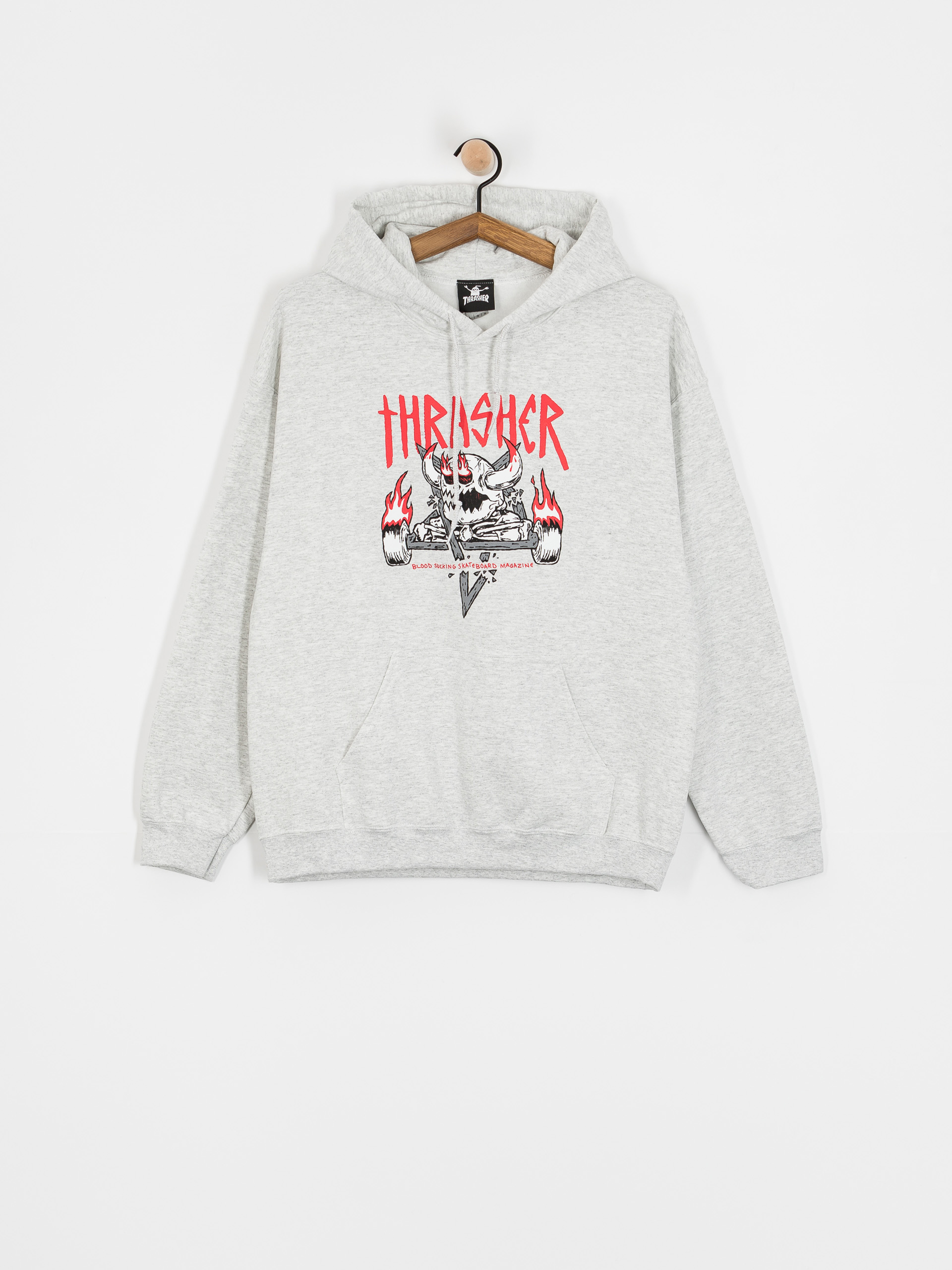 Bluza z kapturem Thrasher X Toy Machine Monster Gram HD (ash grey)