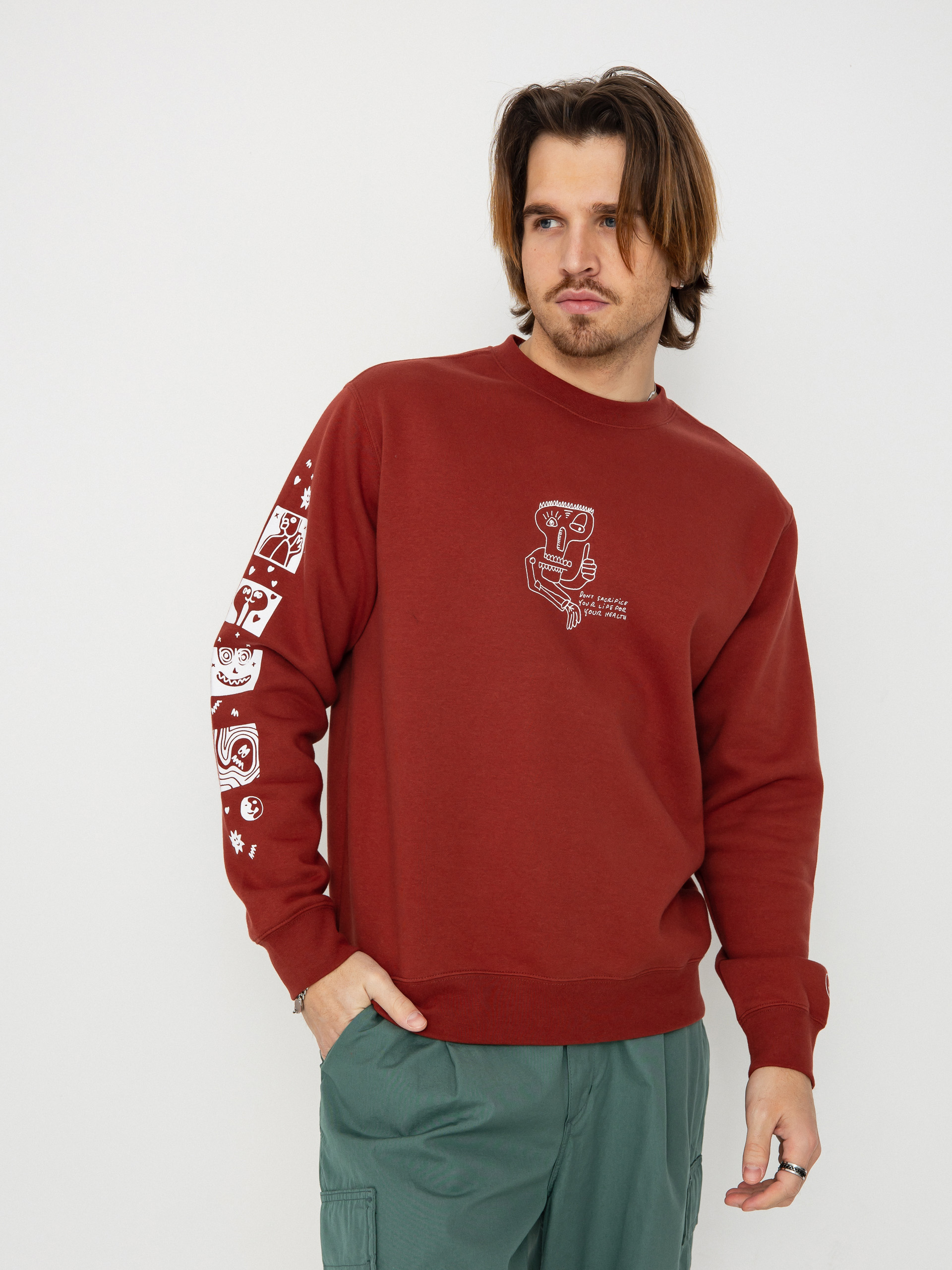 Męska Bluza aktywna Volcom Essential Crew (redwood)