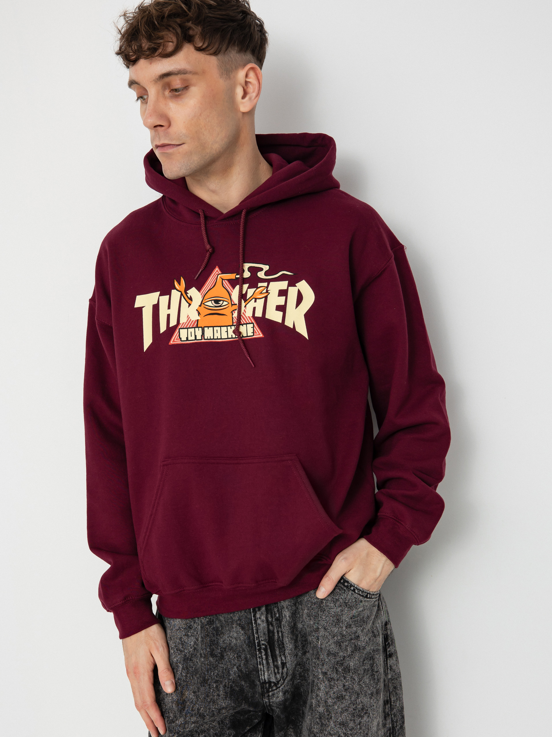 Bluza z kapturem Thrasher X Toy Machine Vortex HD (maroon)