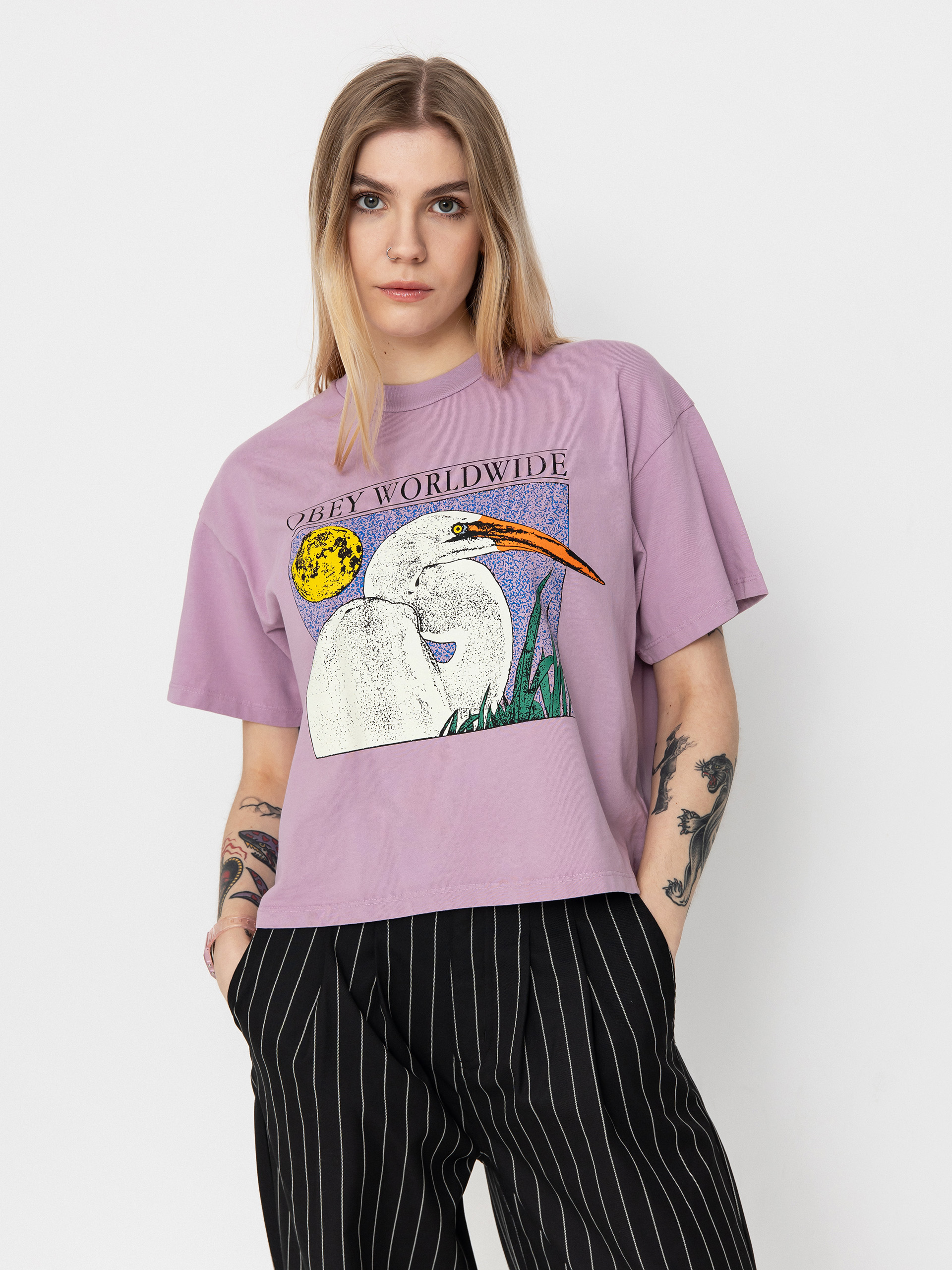 T-shirt OBEY Stork Wmn (mauve shadows)