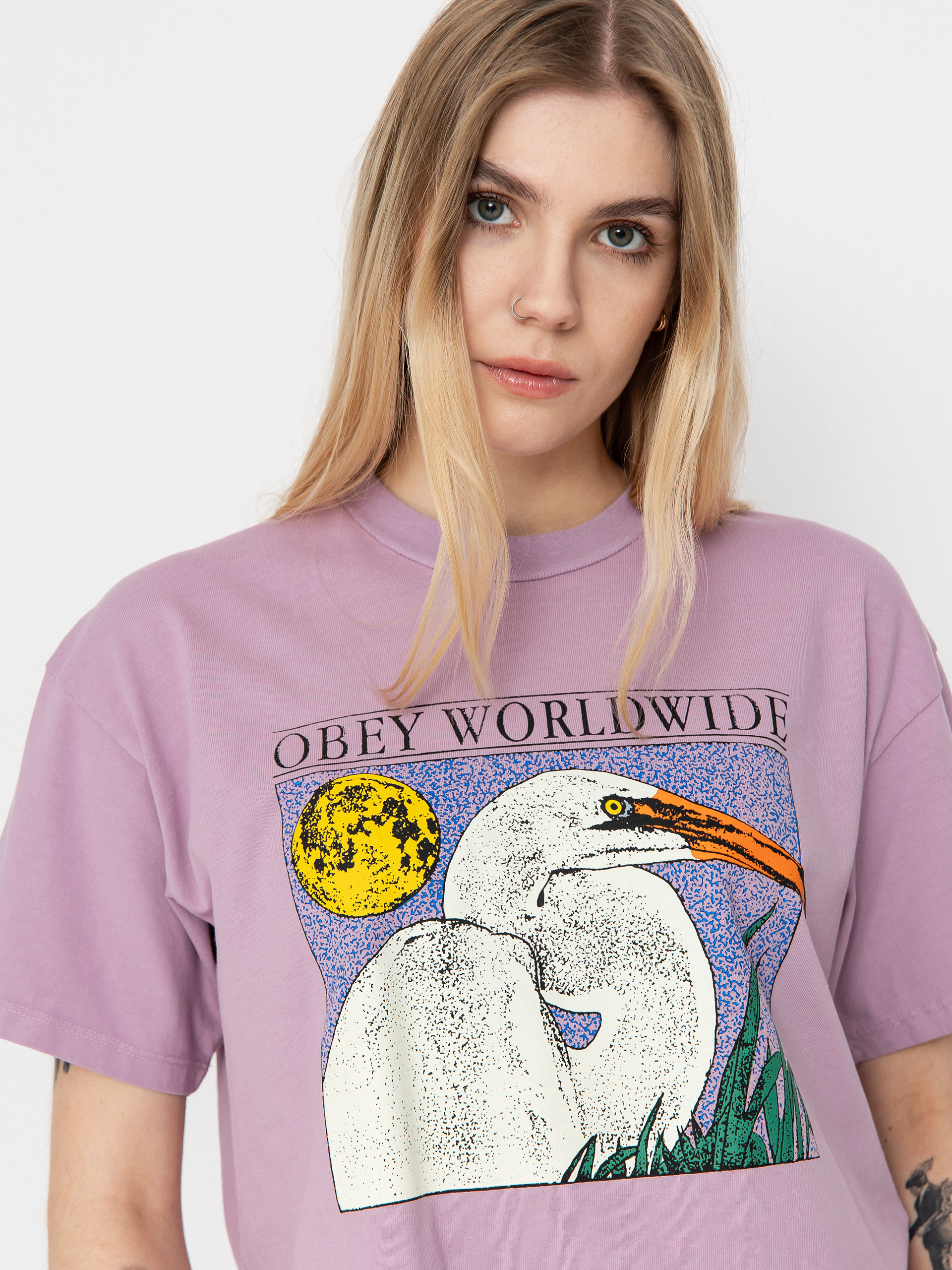 T-shirt OBEY Stork Wmn (mauve shadows)