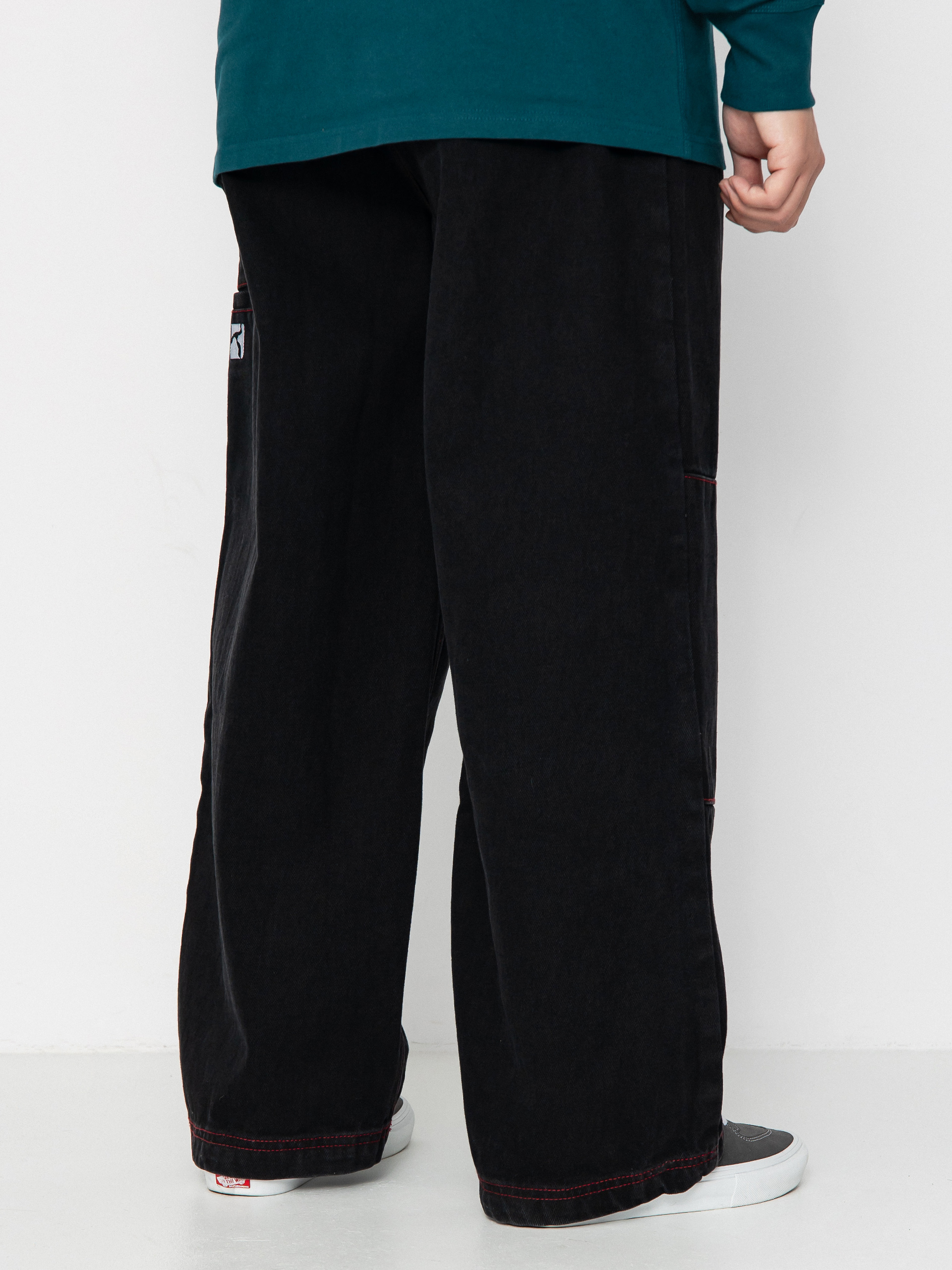 Spodnie Poetic Collective Sculptor (black denim w red stitching)