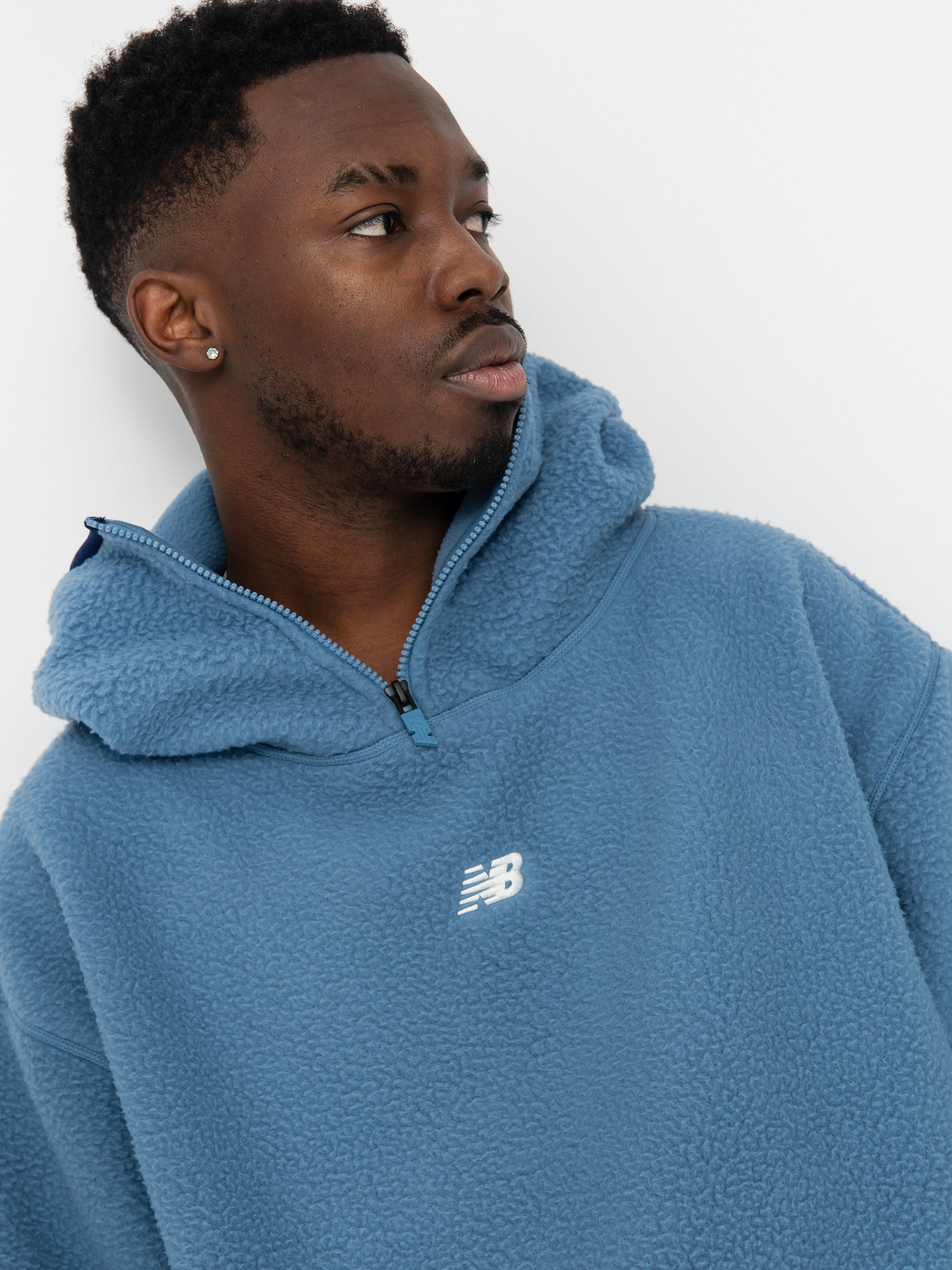 Męski Polar New Balance Hoops Sherpa Top (heronblue)