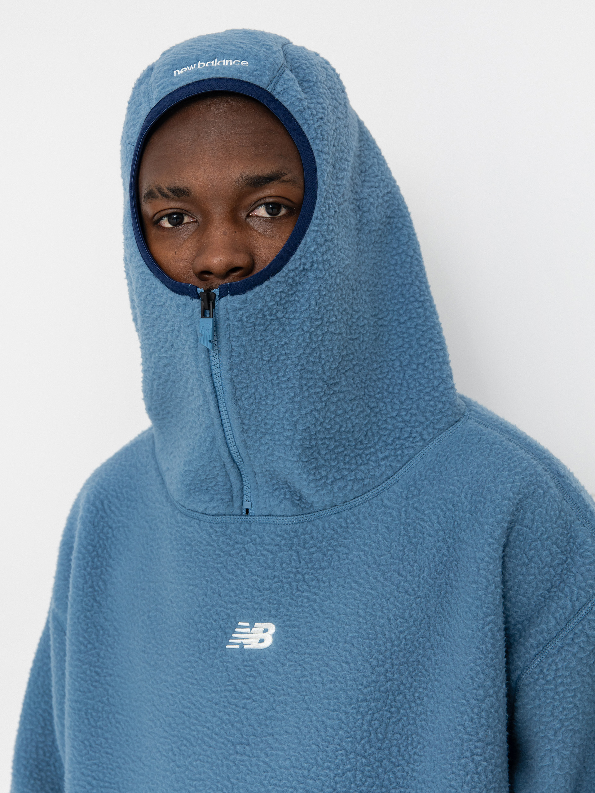 Męski Polar New Balance Hoops Sherpa Top (heronblue)