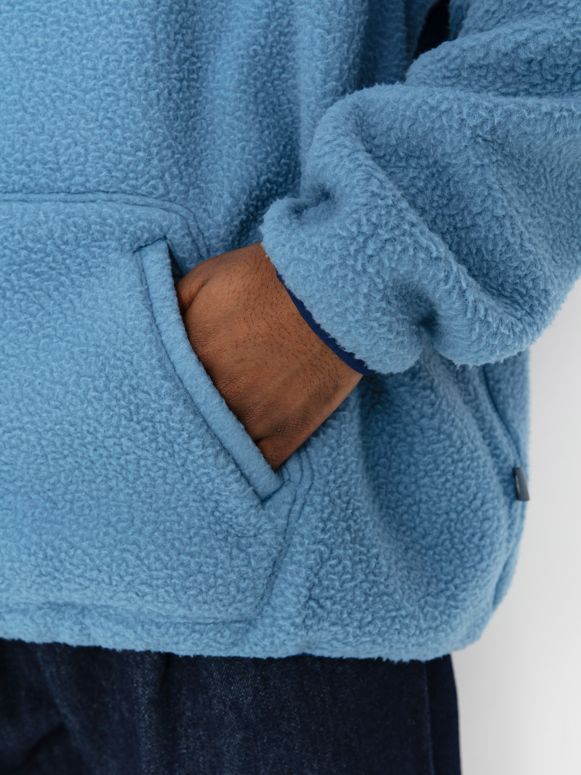 Męski Polar New Balance Hoops Sherpa Top (heronblue)