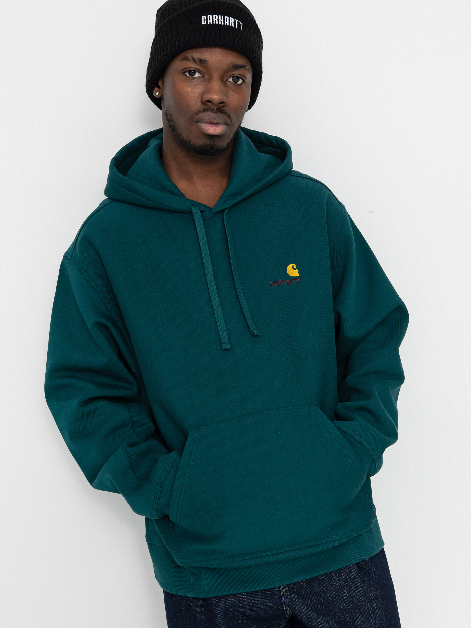 Bluza z kapturem Carhartt WIP American Script HD (malachite)