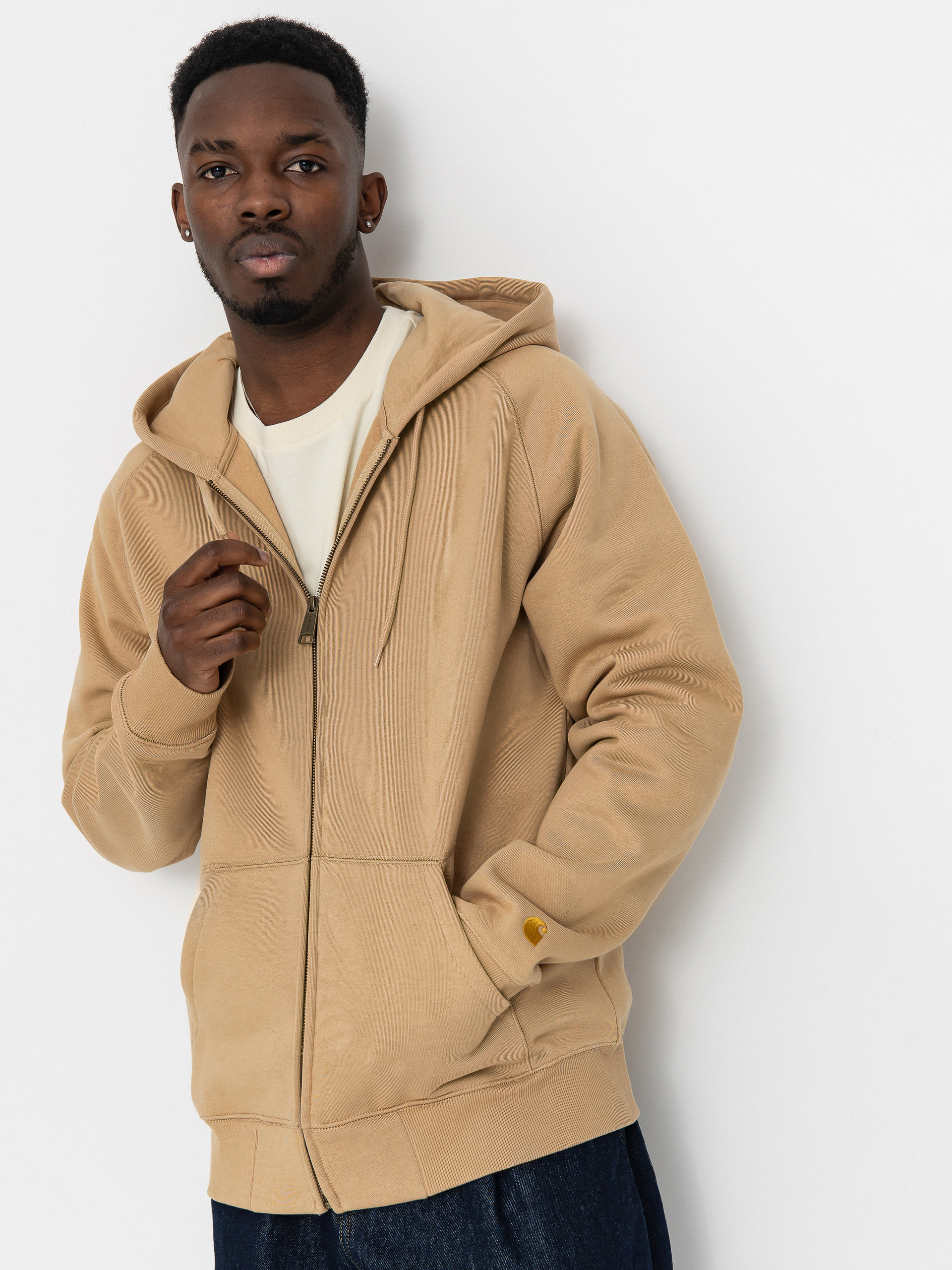 Bluza z kapturem Carhartt WIP Chase ZHD (dusty h brown/gold)