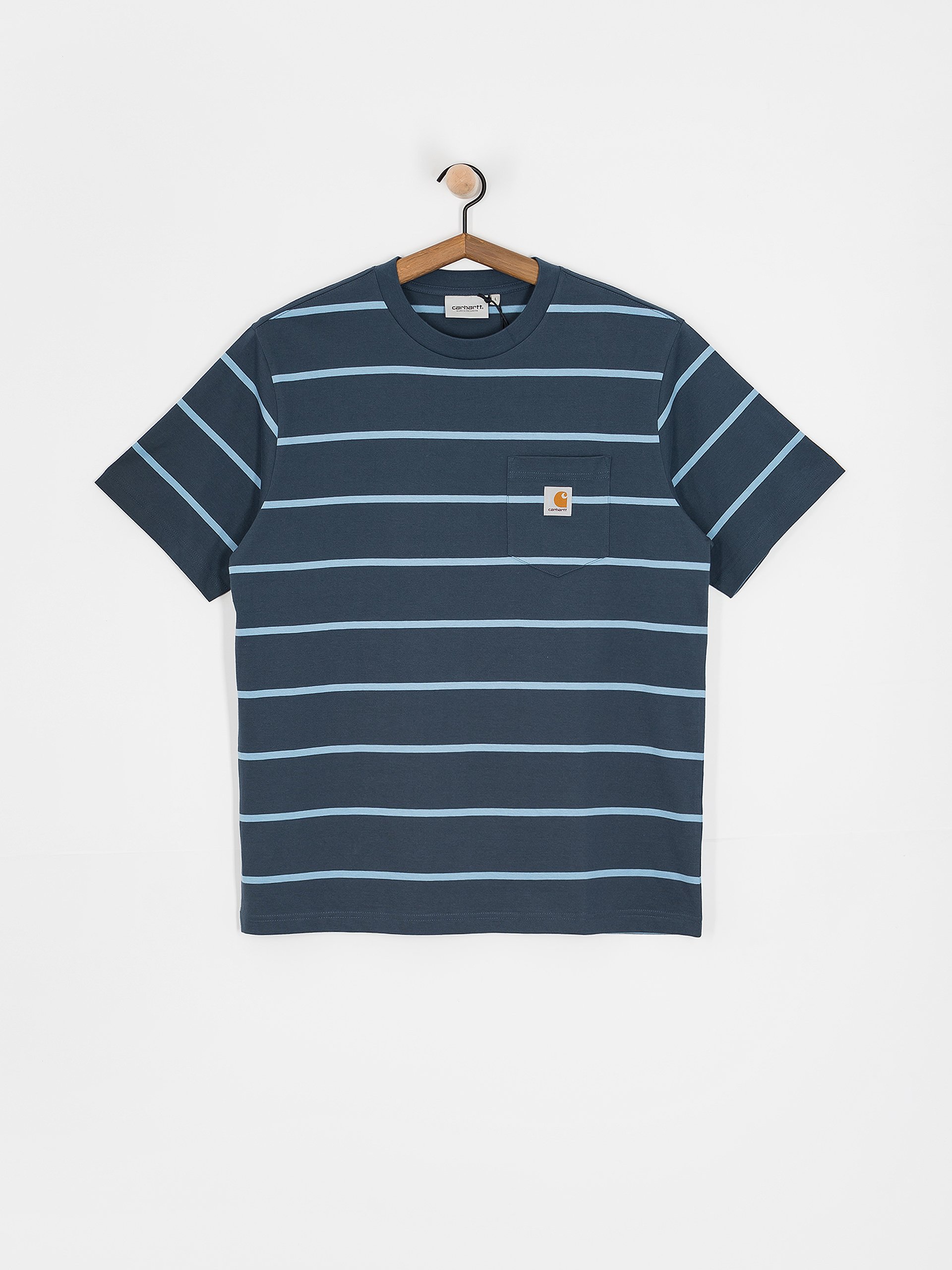 T-shirt Carhartt WIP Aiken Pocket (aiken stripe/dusky blue)