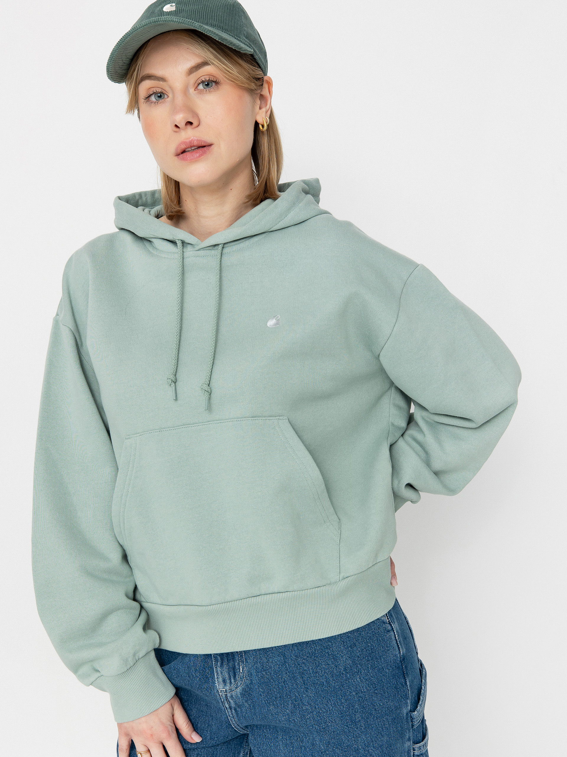 Bluza z kapturem Carhartt WIP Casey HD Wmn (frosted green/silver)