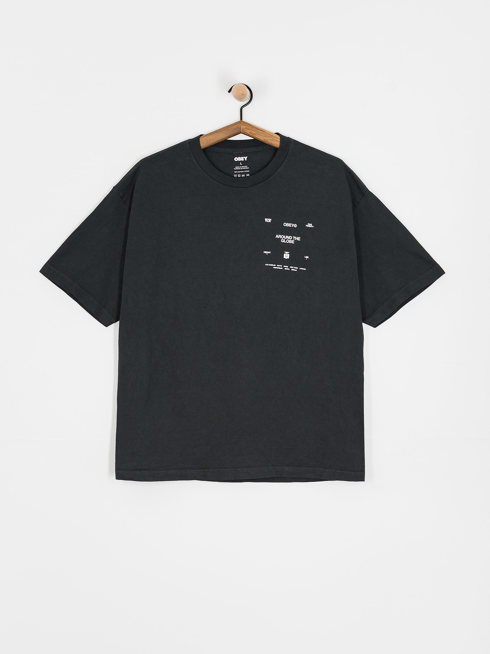 T-shirt OBEY Around The Globe (pigment true vintage black)