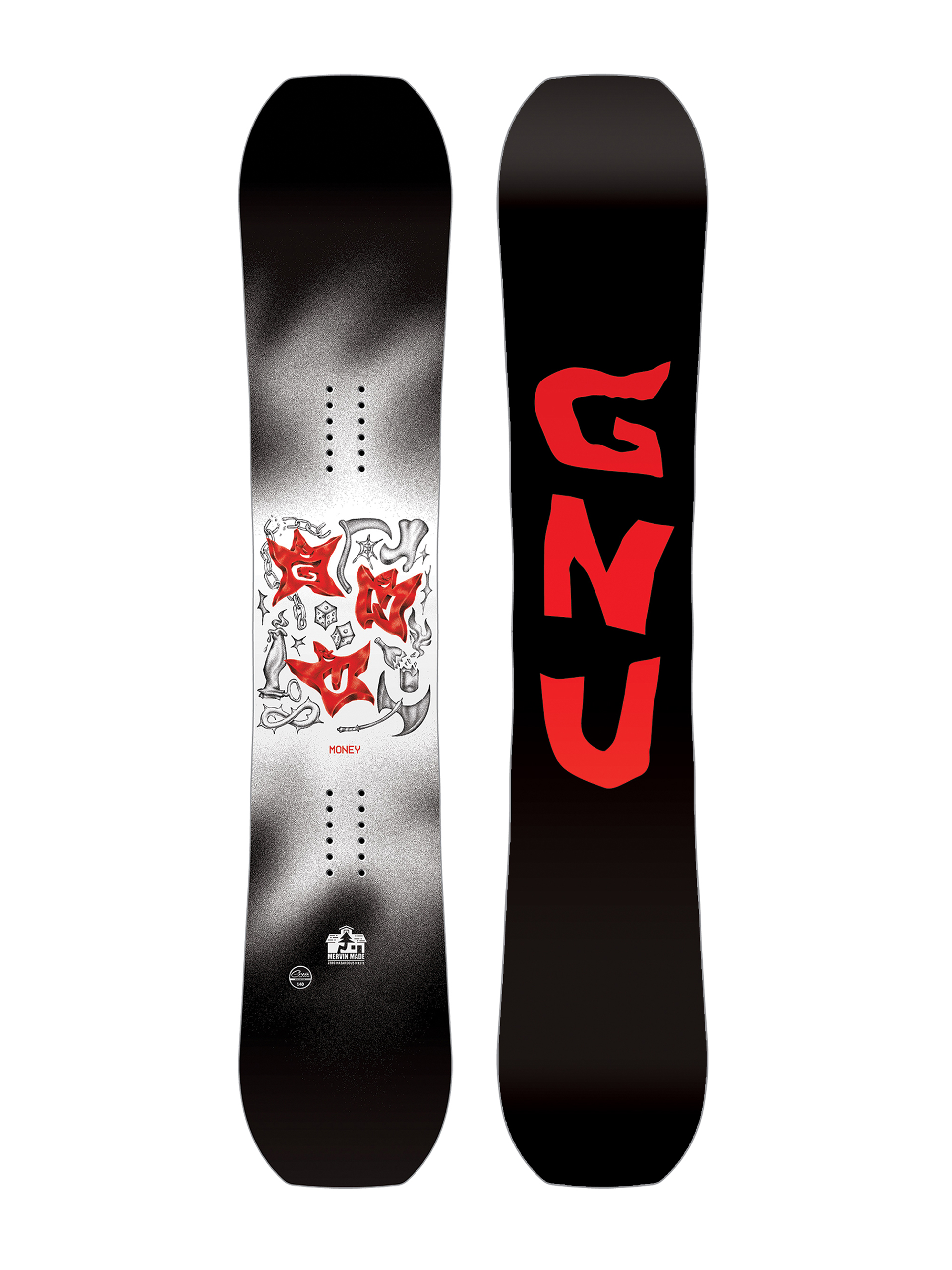 Deska snowboardowa Gnu Money - biały, czerwony, czarny (black)