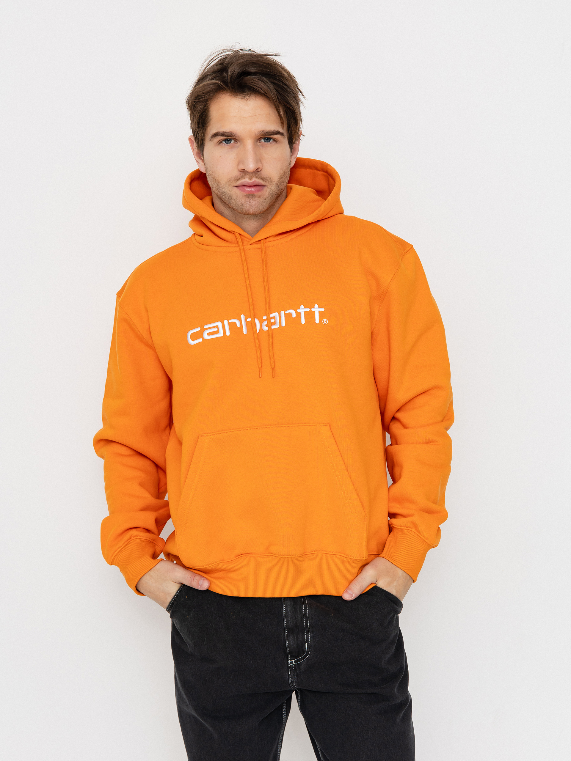 Bluza z kapturem Carhartt WIP Carhartt HD (pumpkin/white)