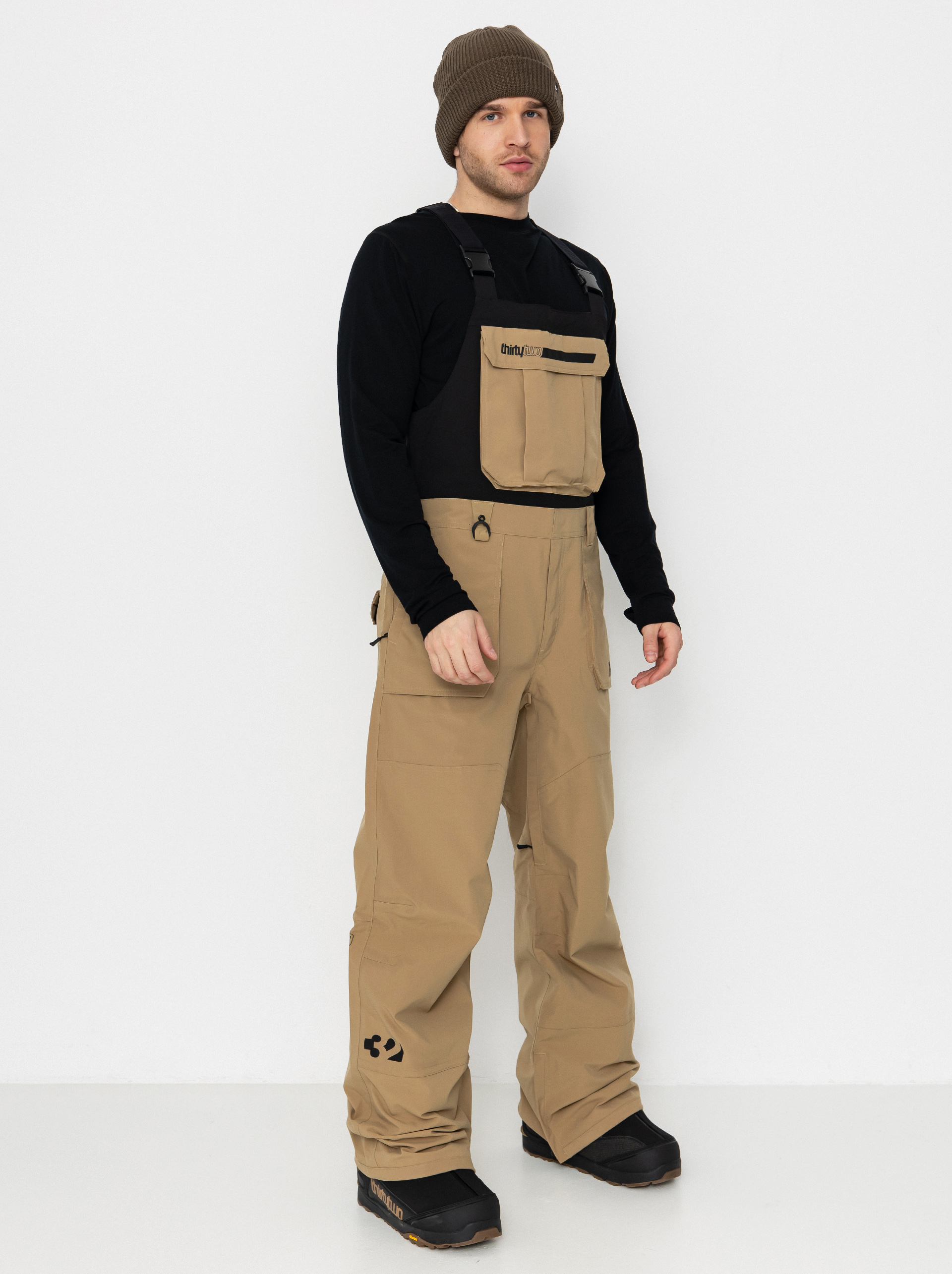 Męskie Spodnie snowboardowe ThirtyTwo Basement Bib (khaki)