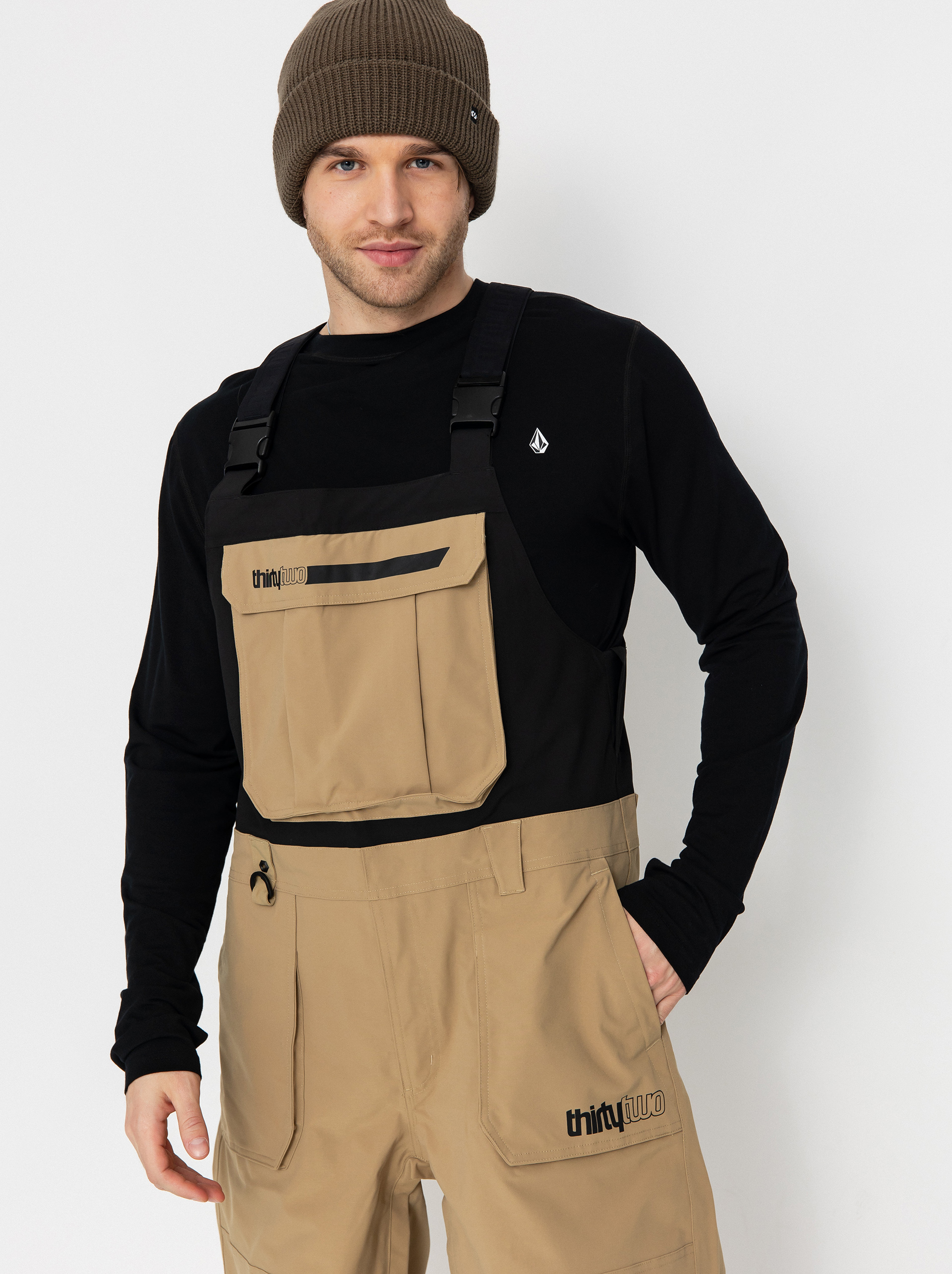 Męskie Spodnie snowboardowe ThirtyTwo Basement Bib (khaki)