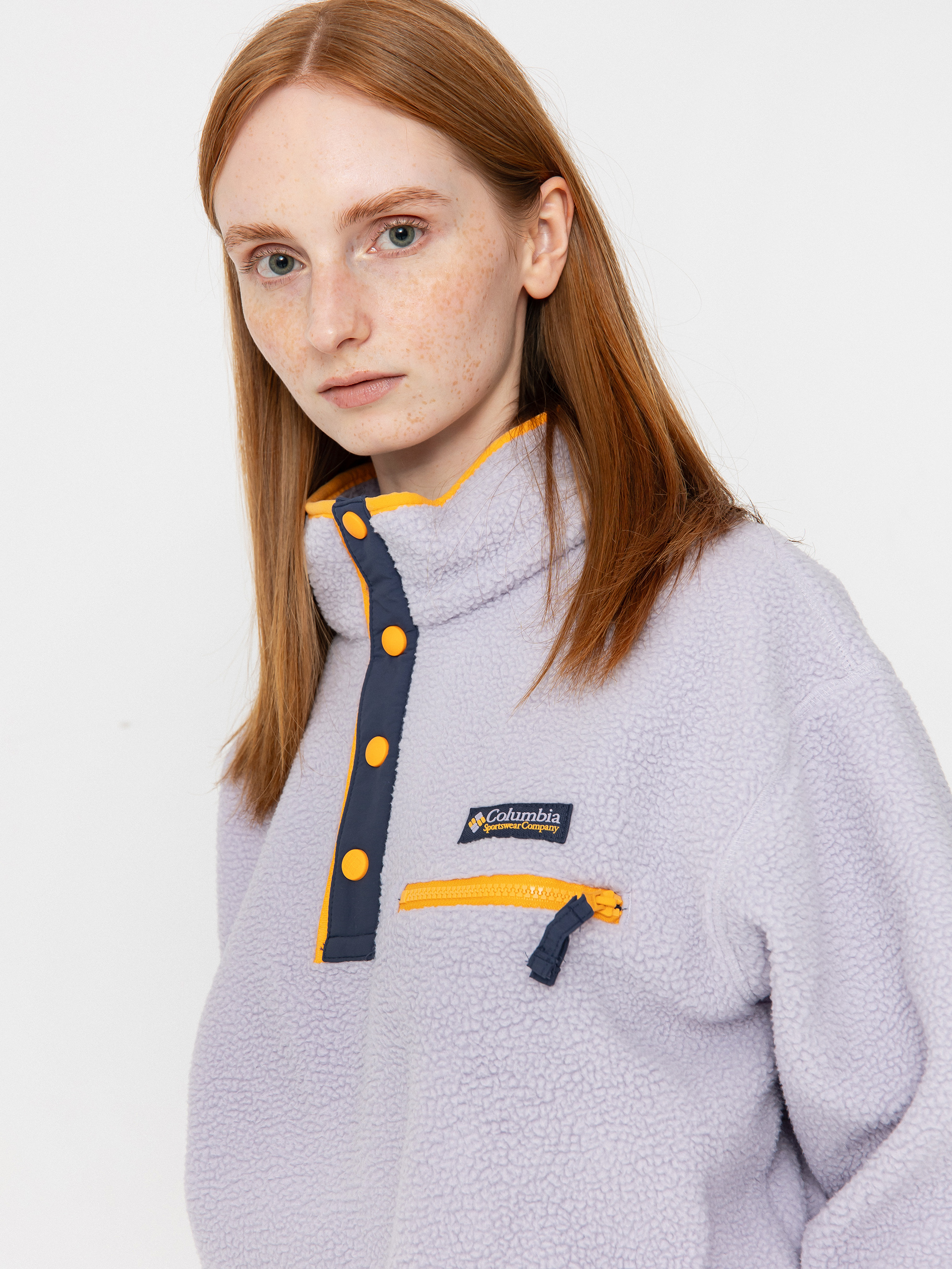 Damski Polar Columbia Helvetia II Cropped Half Snap (lavender pearl)