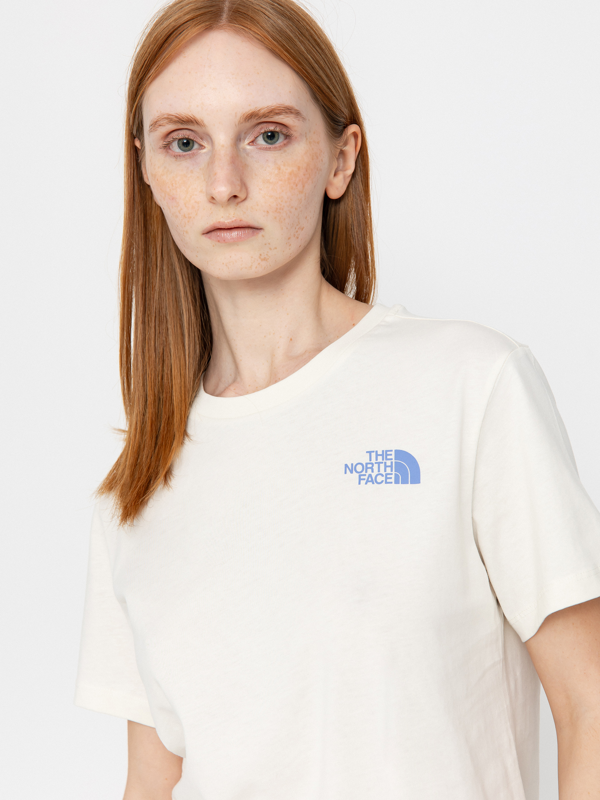 T-shirt The North Face Box Nse Tailgrid Infill Relaxed Wmn (white dune/virtual blue)