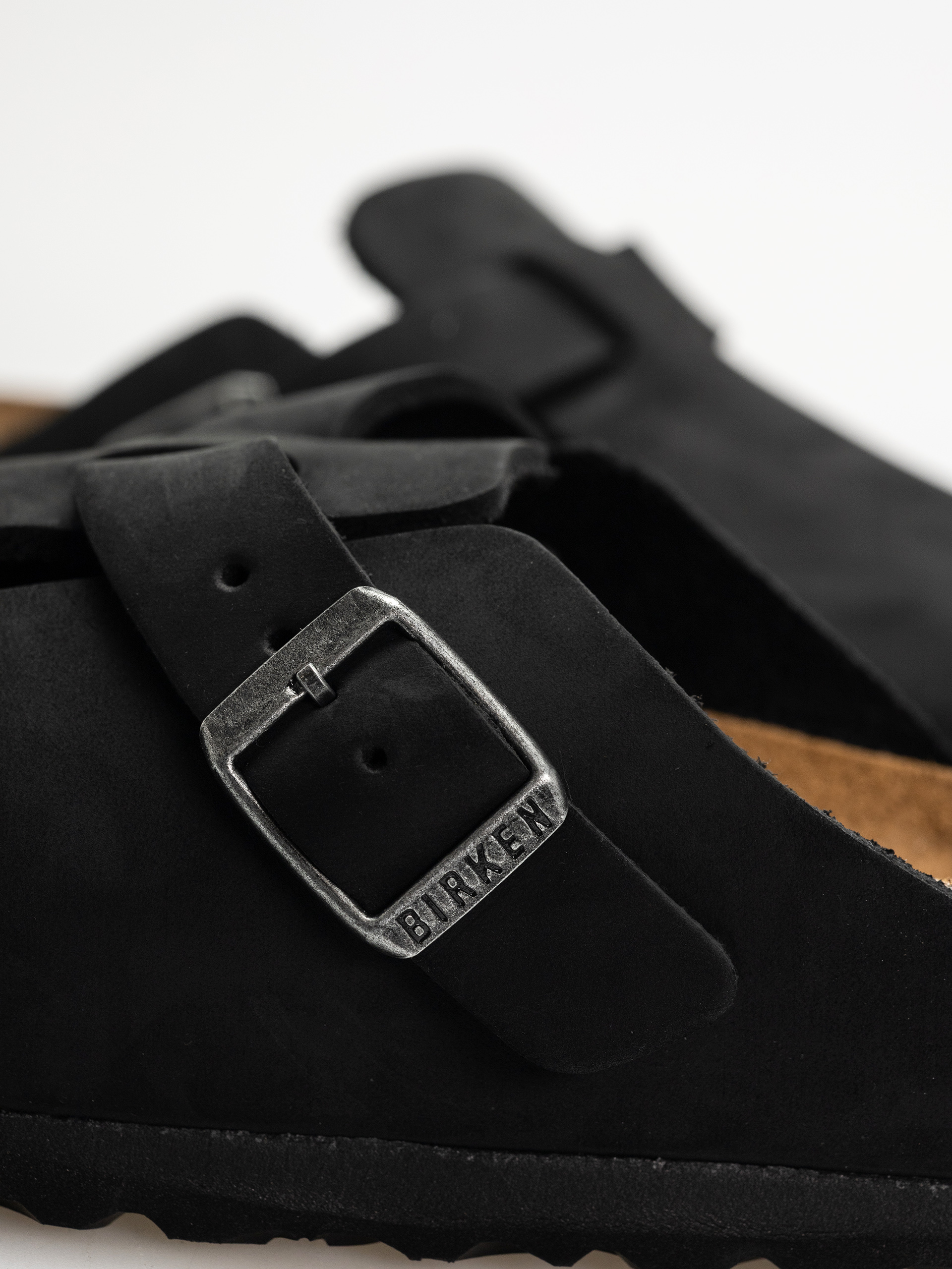 Klapki Birkenstock Boston Oiled Leather Narrow Wmn - szary (black)