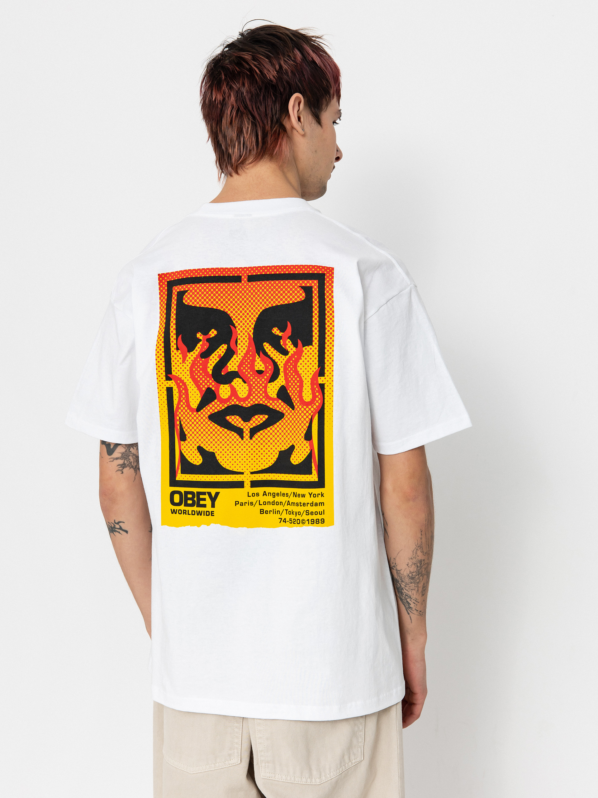 T-shirt OBEY Icon Stencil Flame (white)