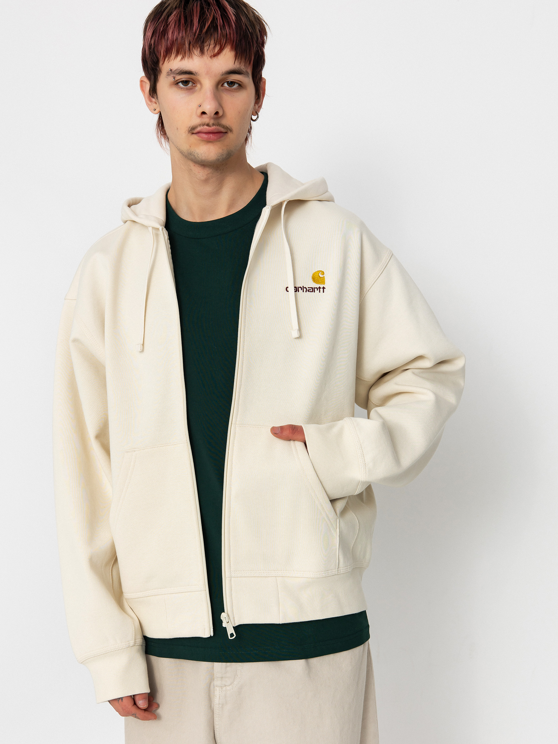 Bluza z kapturem Carhartt WIP American Script ZHD (natural)