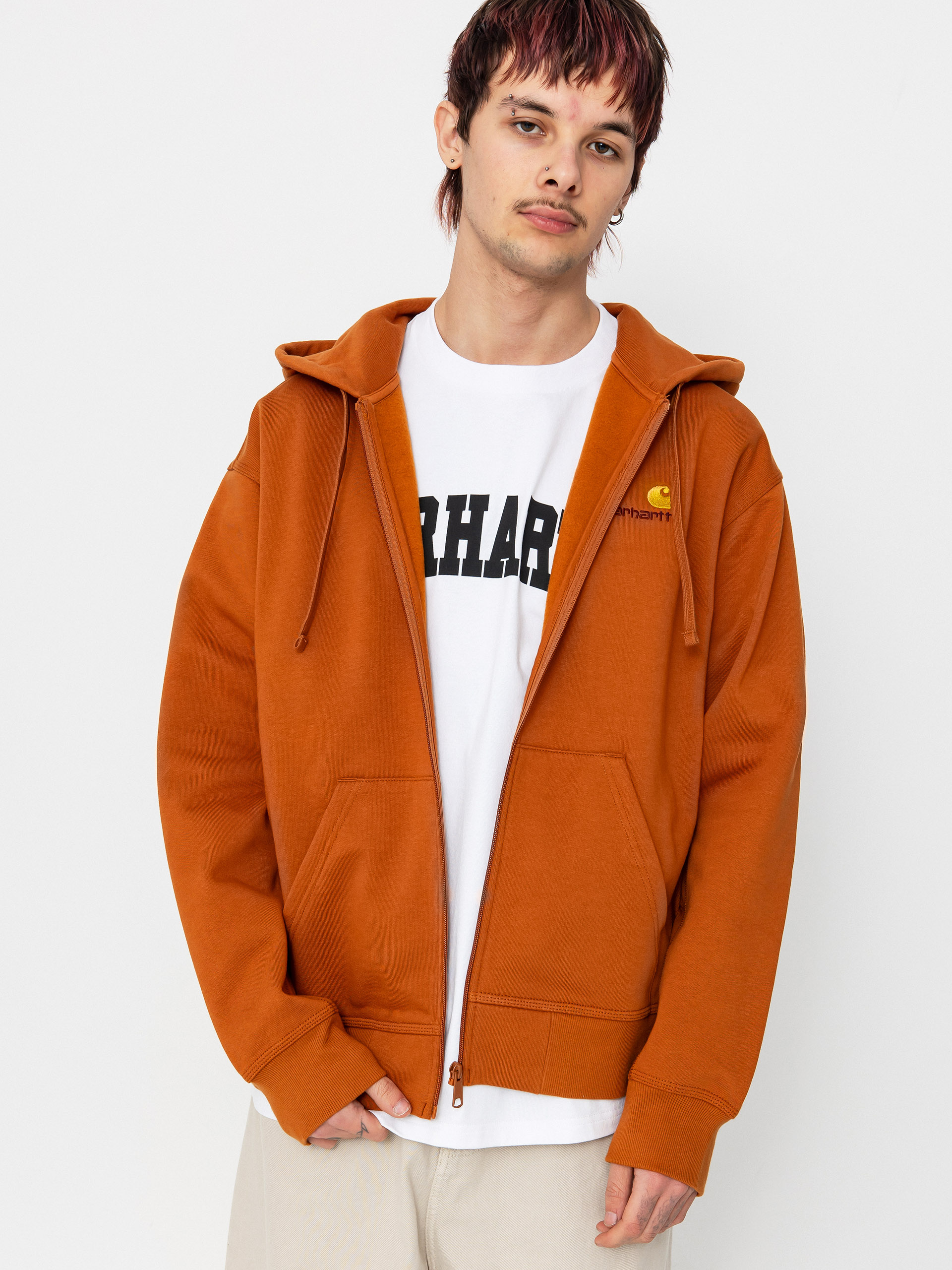 Bluza z kapturem Carhartt WIP American Script ZHD (sienna)