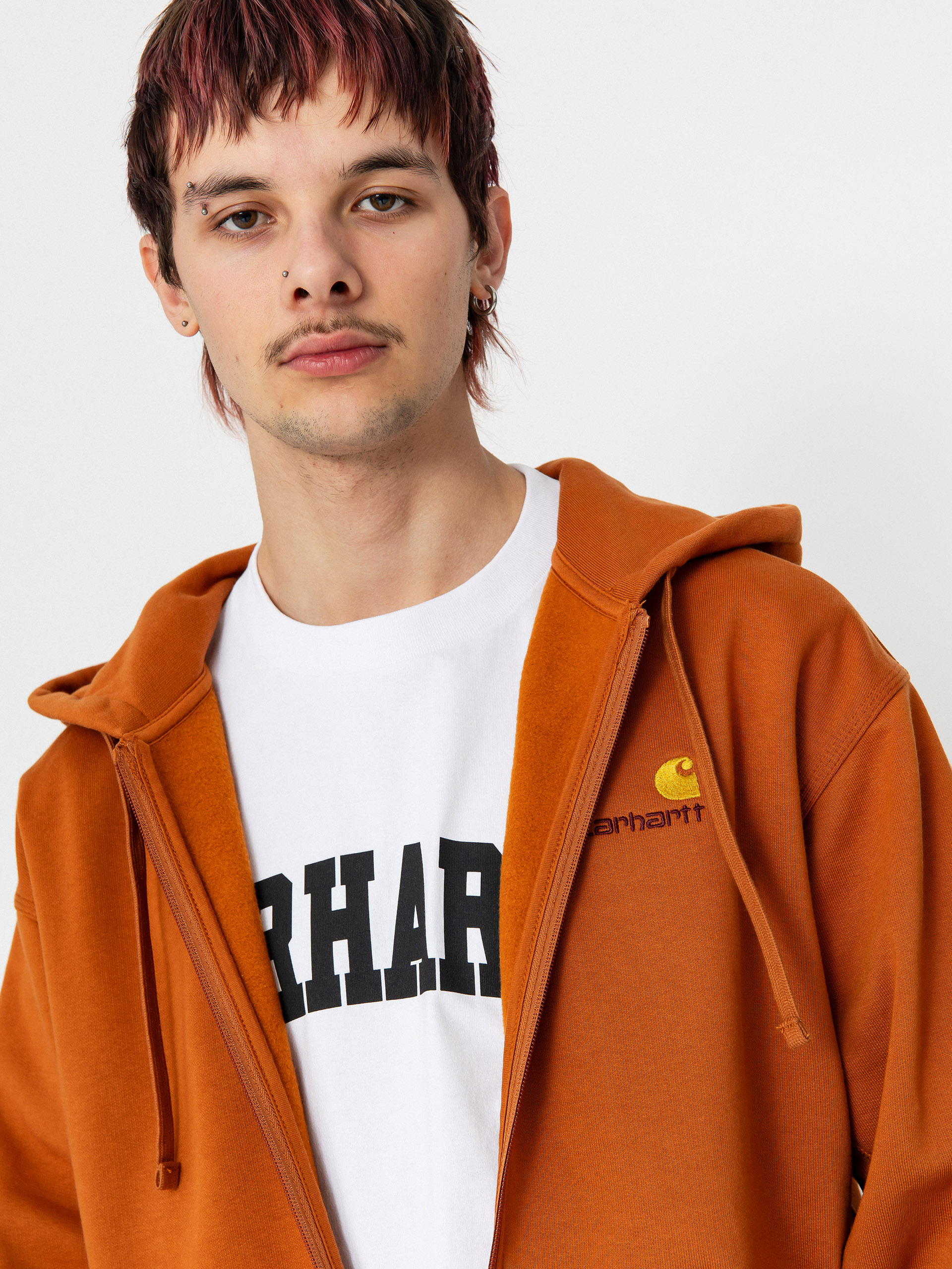 Bluza z kapturem Carhartt WIP American Script ZHD (sienna)