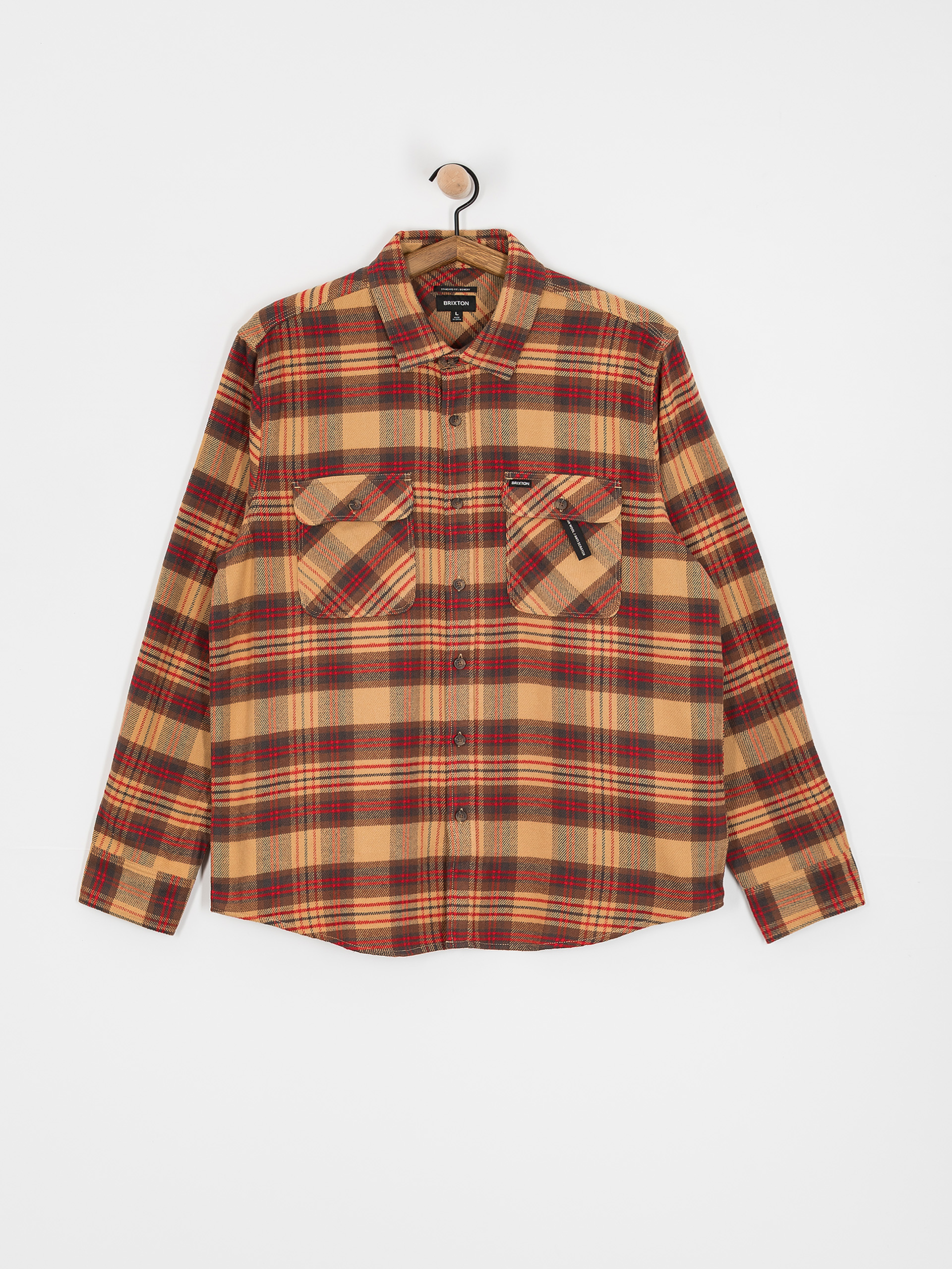 Koszula Brixton Bowery Flannel (curry/washed black/crimson)