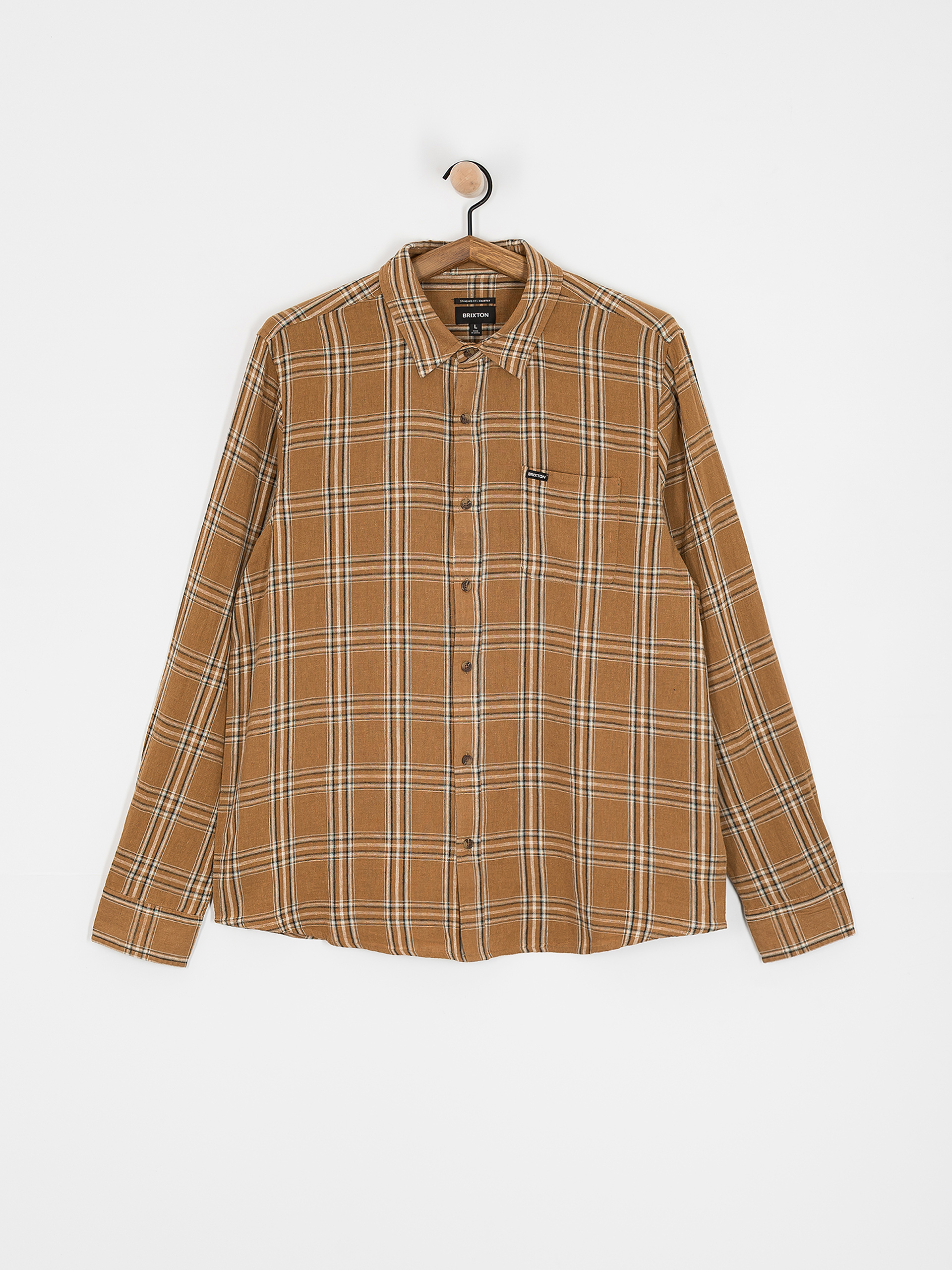 Koszula Brixton Charter Linen Blend Ls (washed cooper/whitecap plaid)