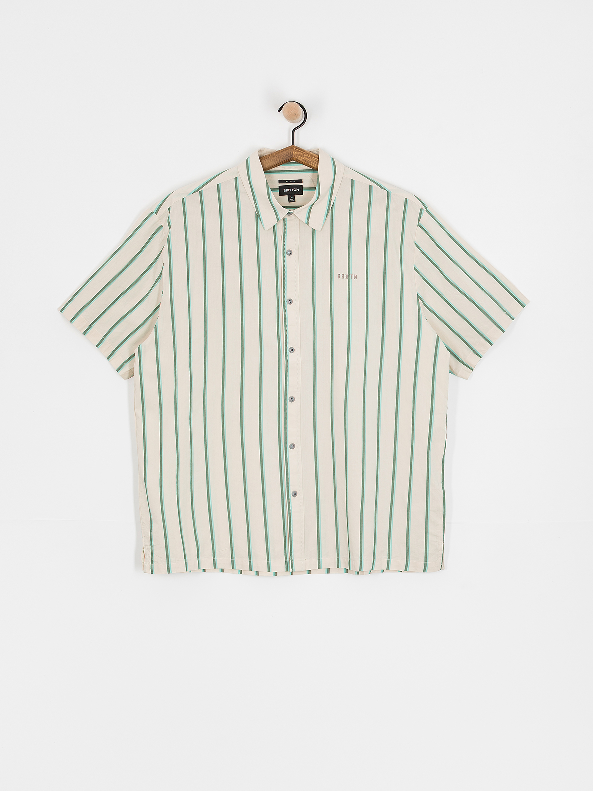 Koszula Brixton Cru Stripe (beige/pine needle/aquatic gree)