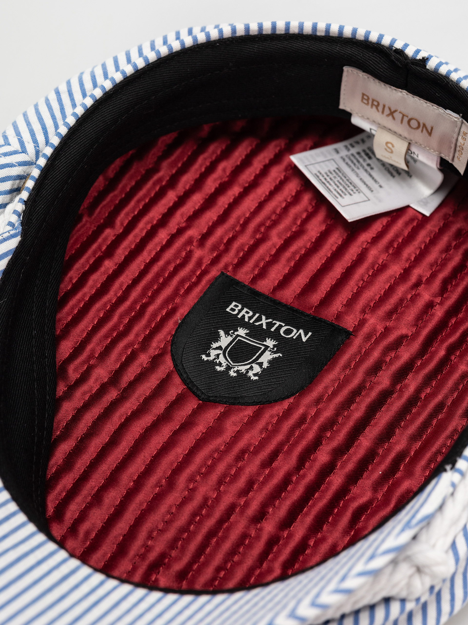 Kaszkiet Brixton Fiddler Cap (off white/blue seersucker)