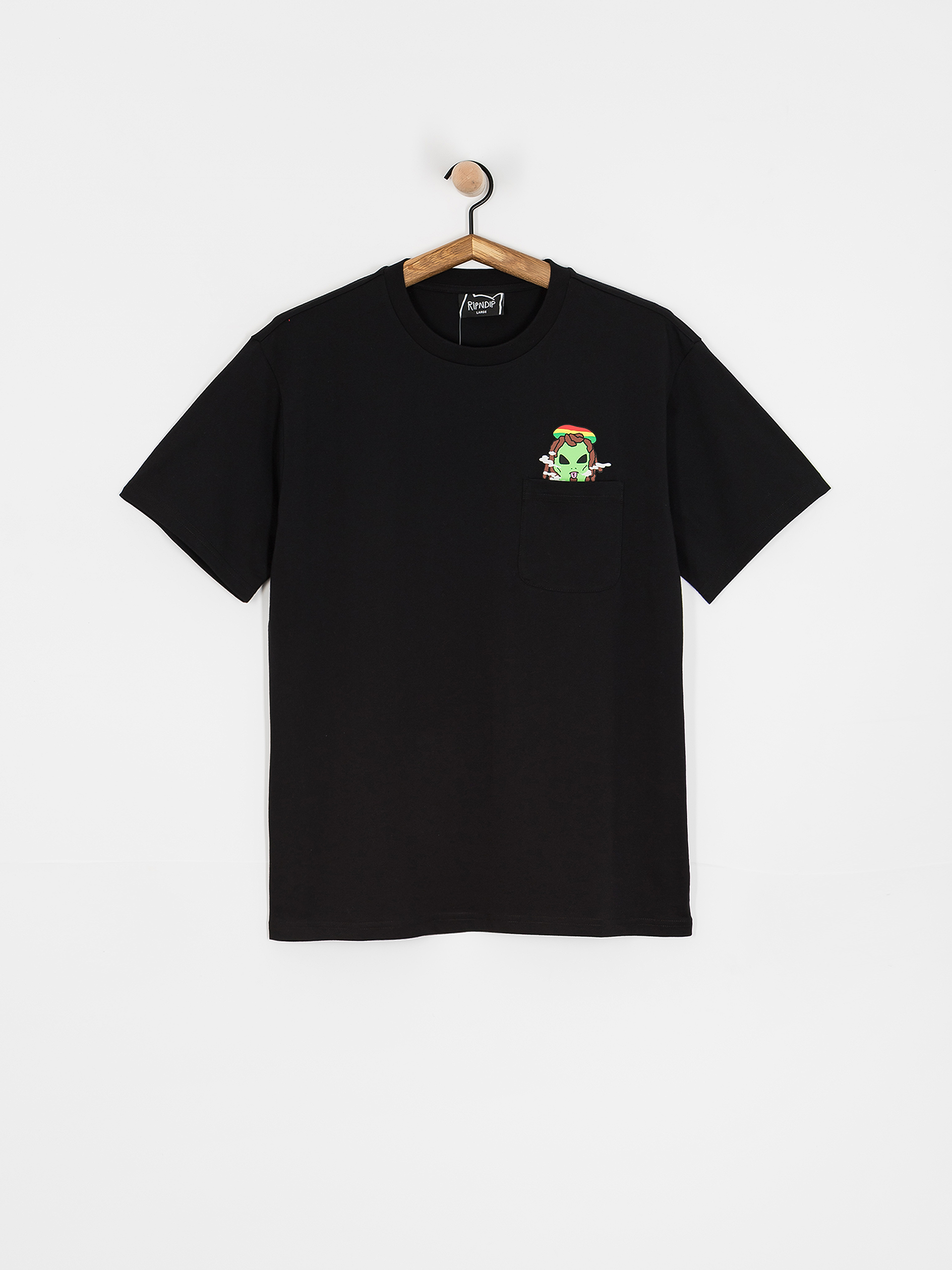 T-shirt RipNDip Smoking Rasta Alien Pocket (black)
