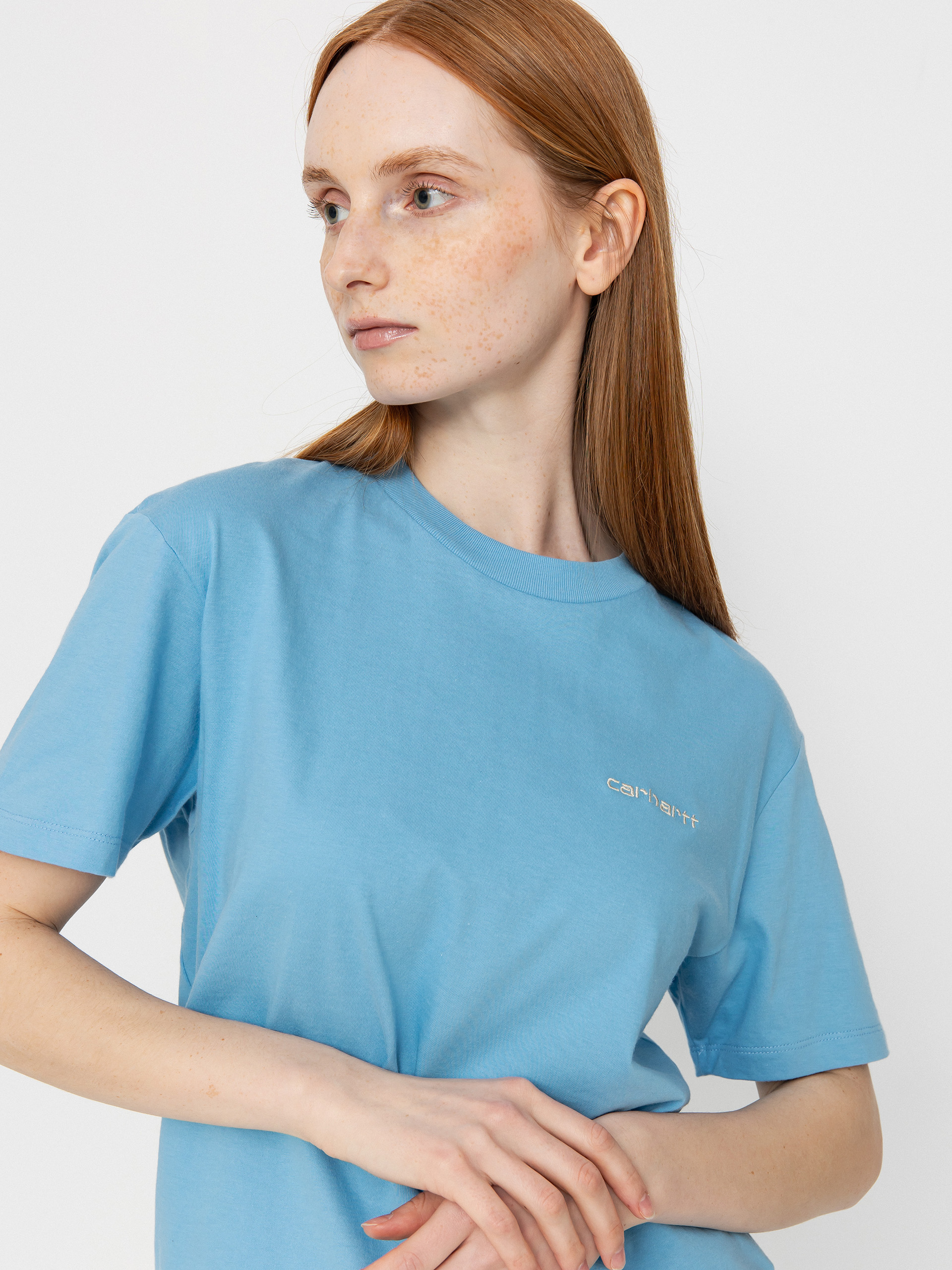 T-shirt Carhartt WIP Script Embroidery Wmn (bluebird/fleur de sel)